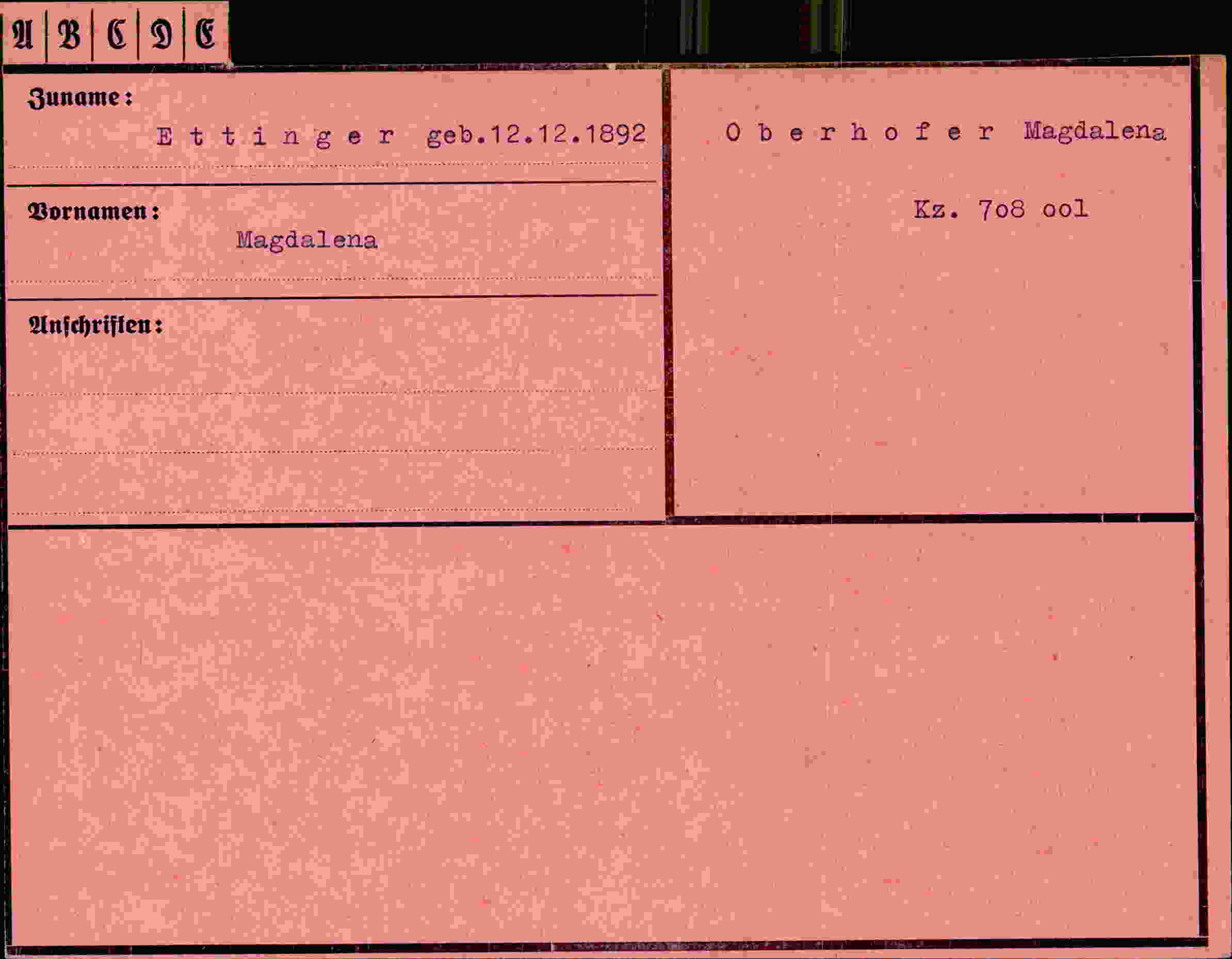 Vorderseite des Dokuments