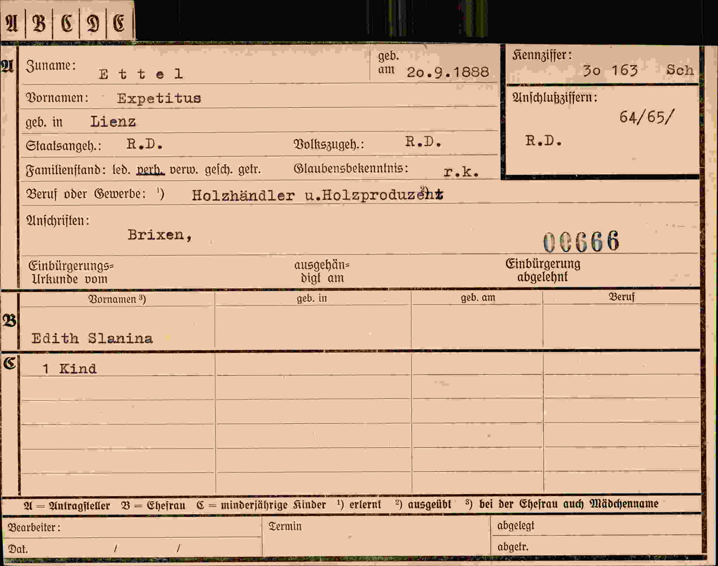 Dokument für Expetitus Ettel