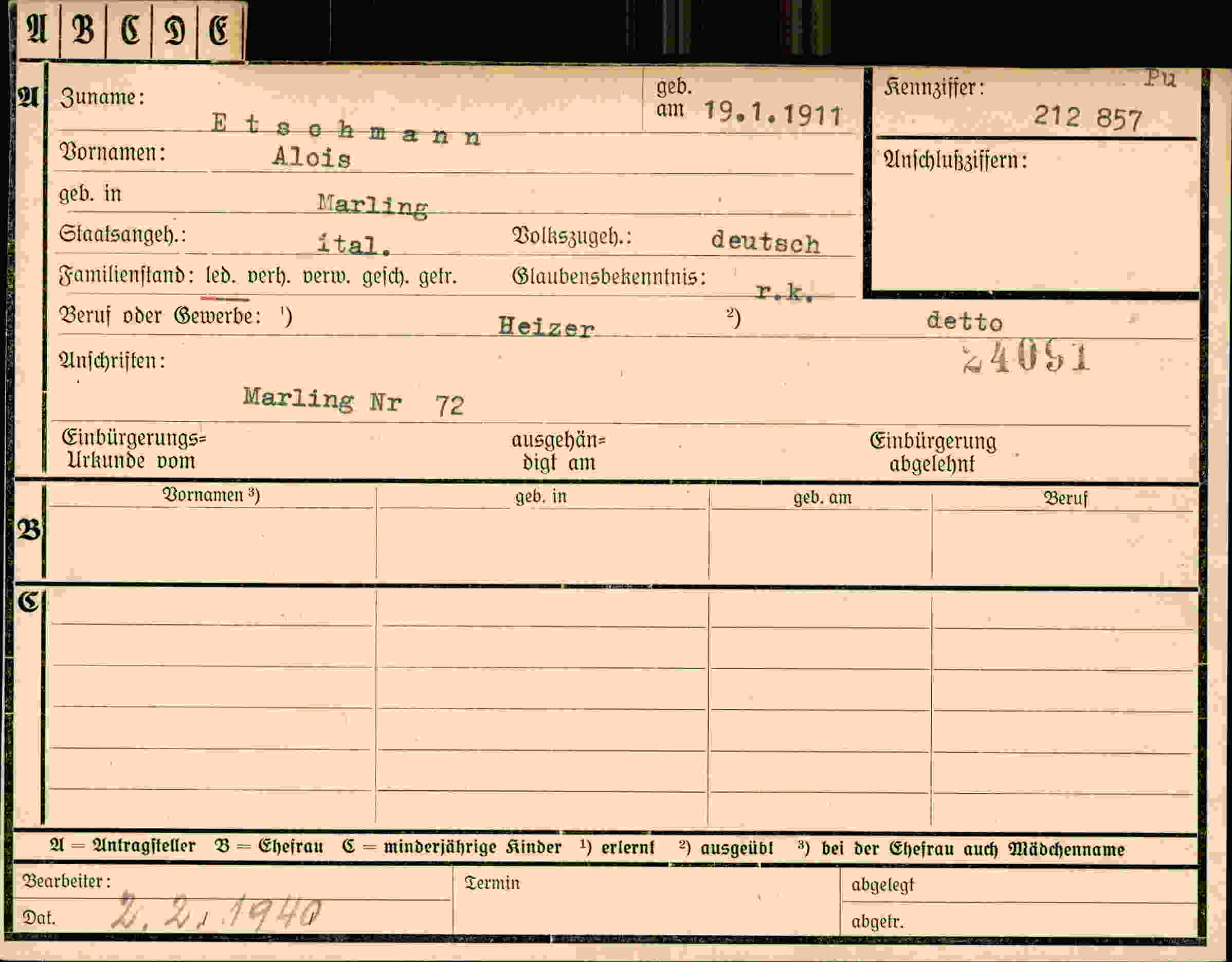 Dokument für Alois Etschmann