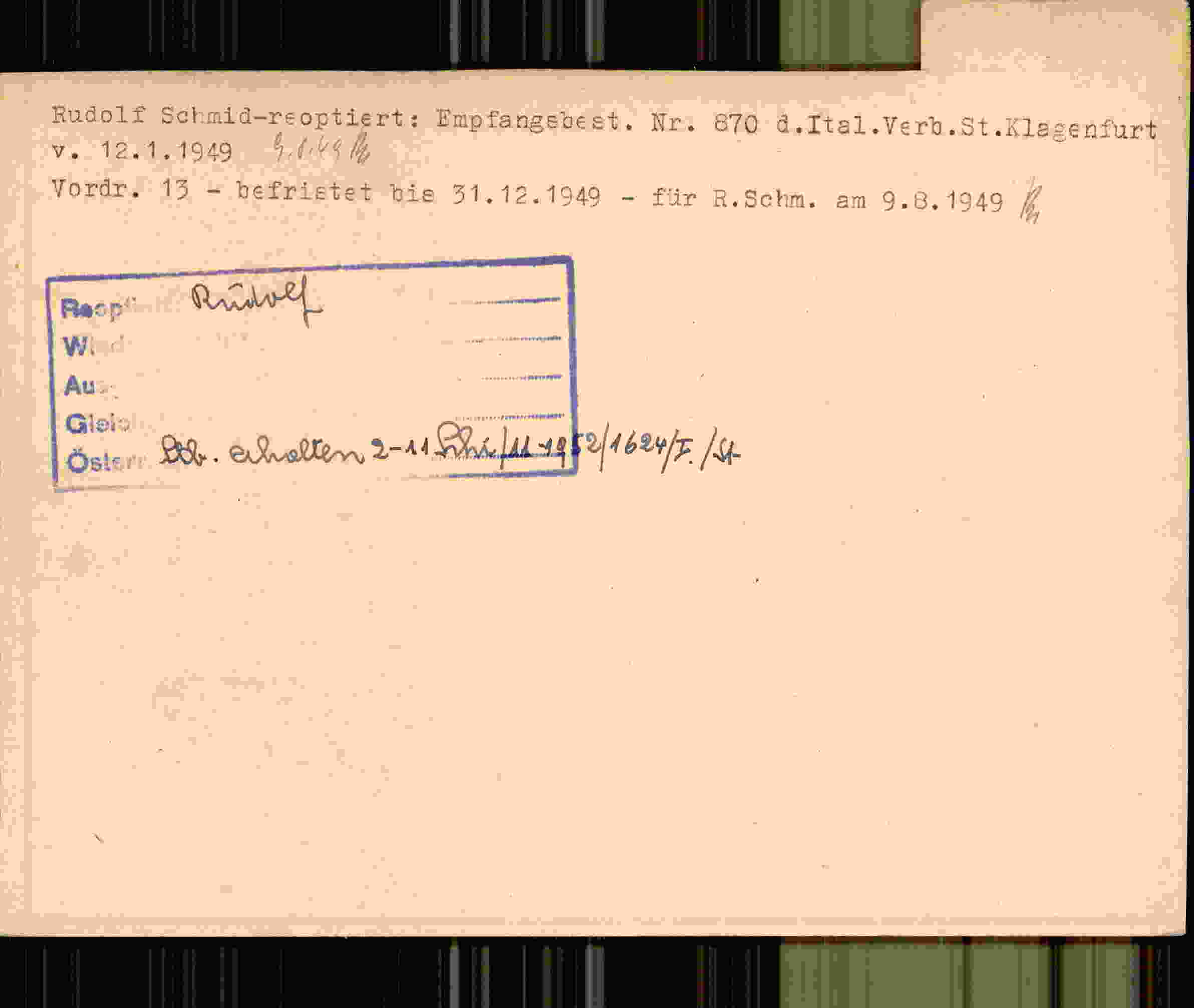 Rückseite des Dokuments