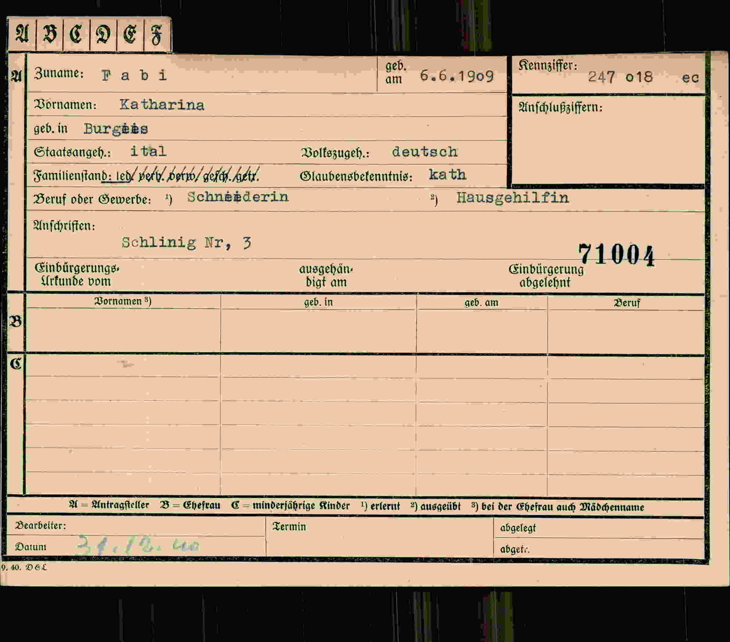 Vorderseite des Dokuments