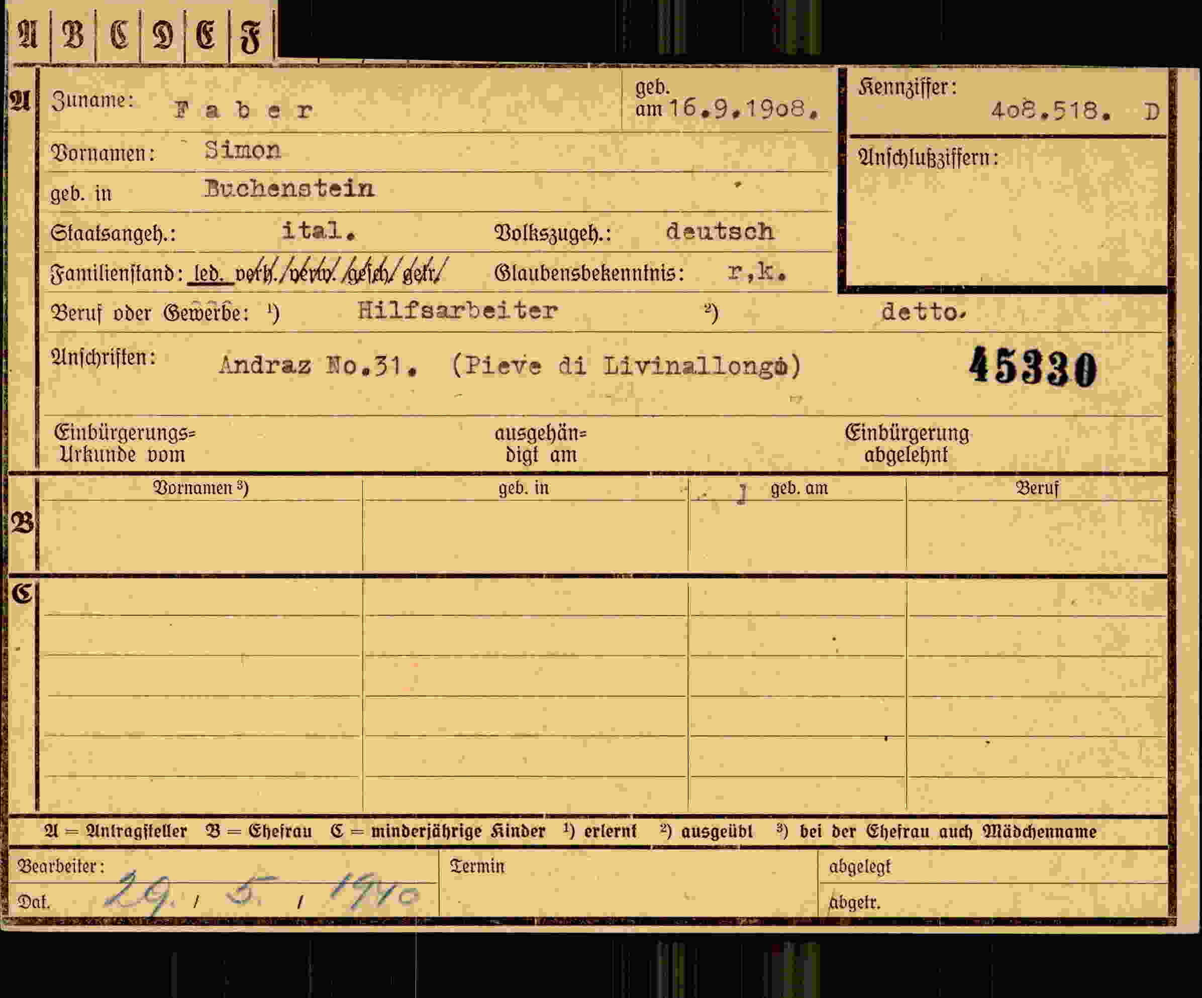 Dokument für Simon Faber