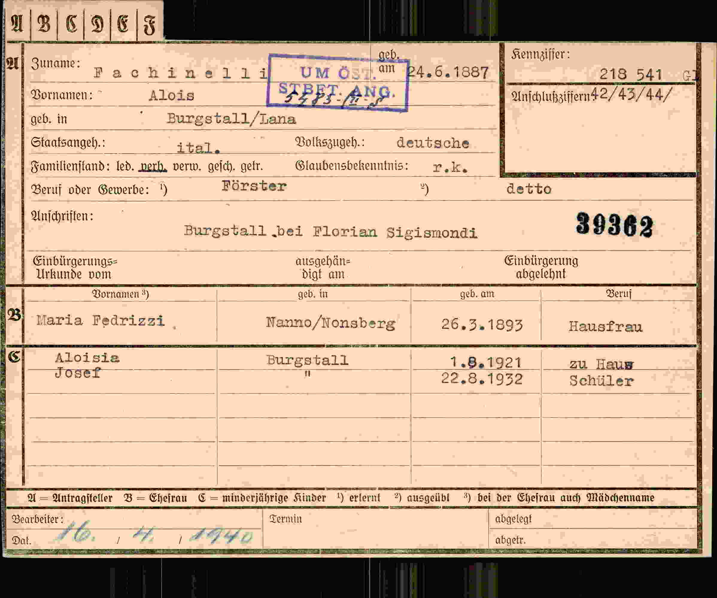 Dokument für Alois FachinelliUMÖST