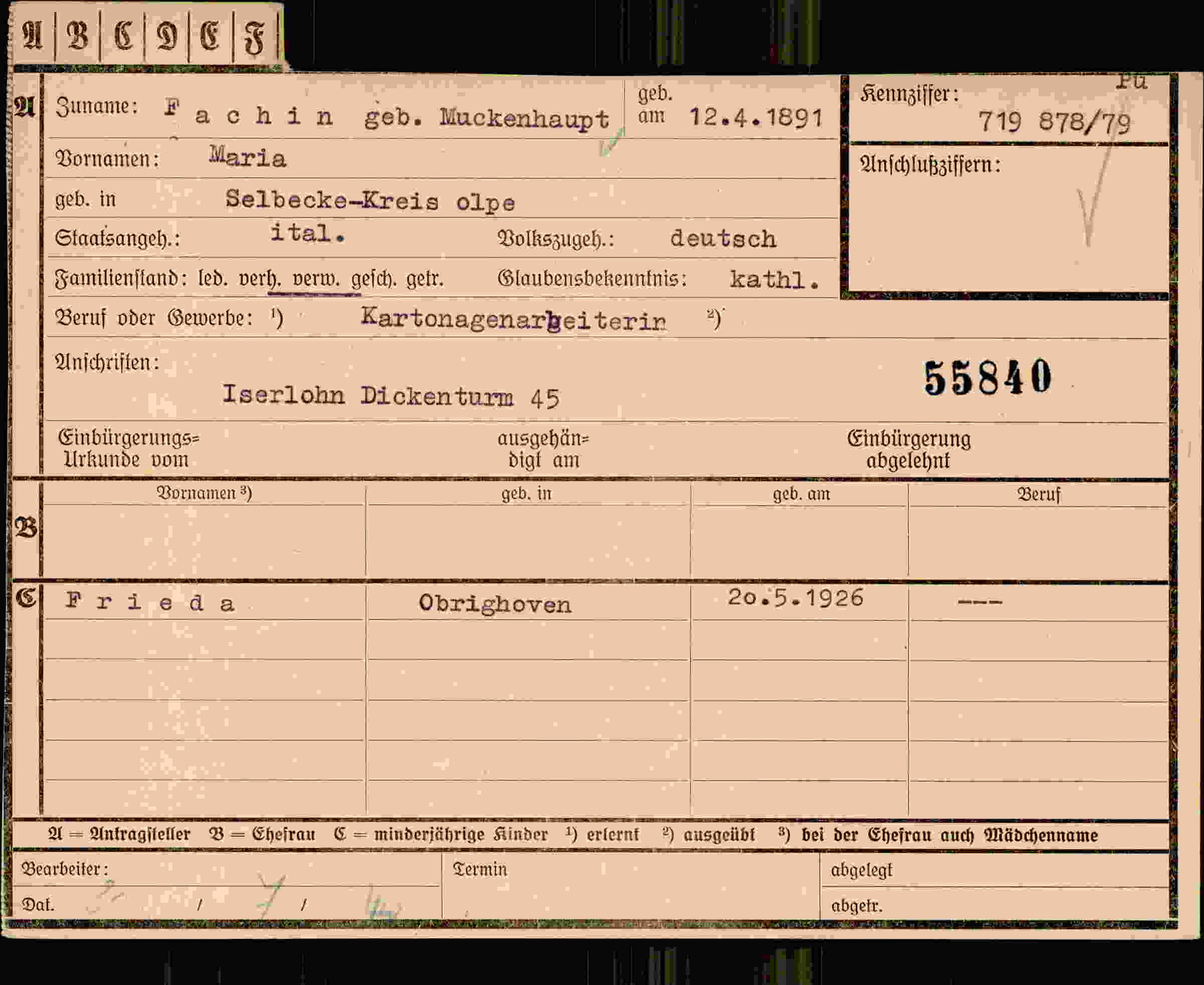 Dokument für Maria Fachin