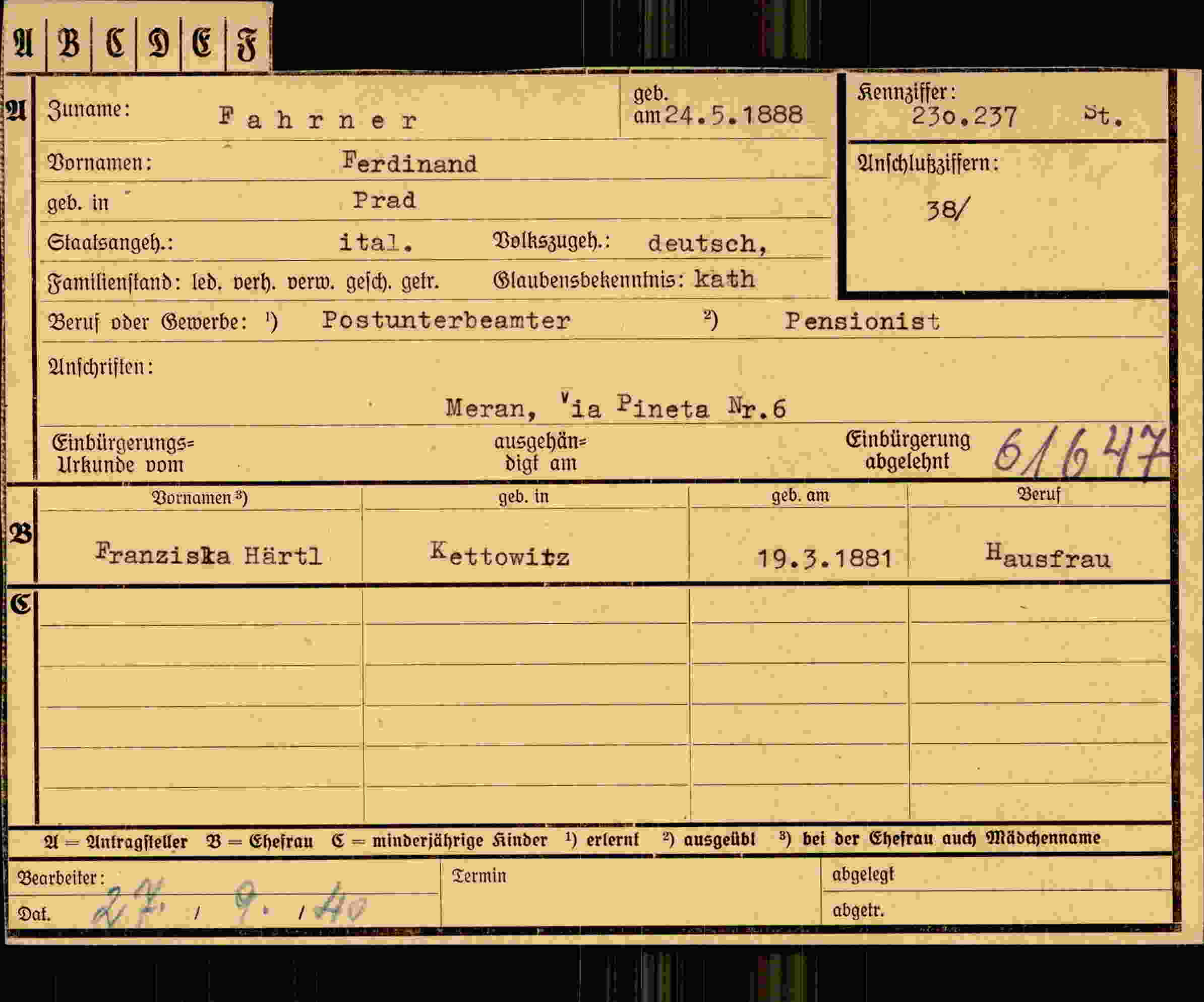 Dokument für Ferdinand Fahrner