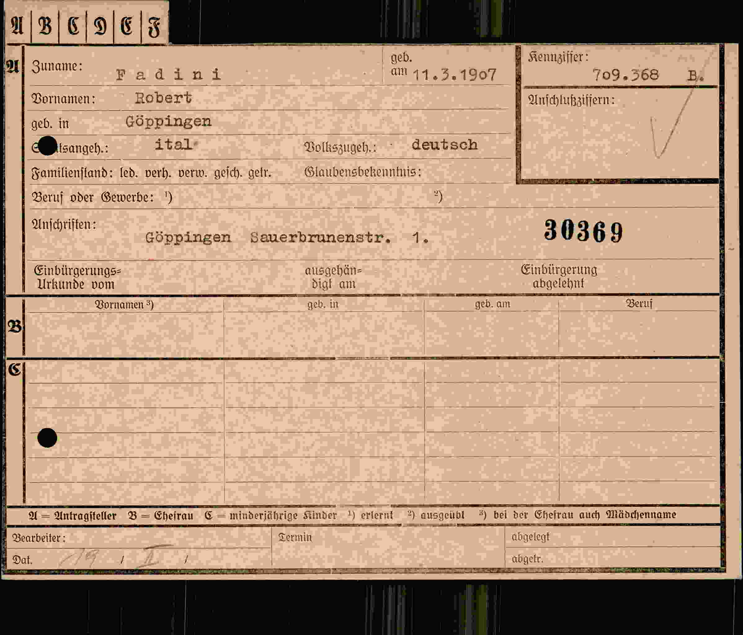 Dokument für Robert Fadini