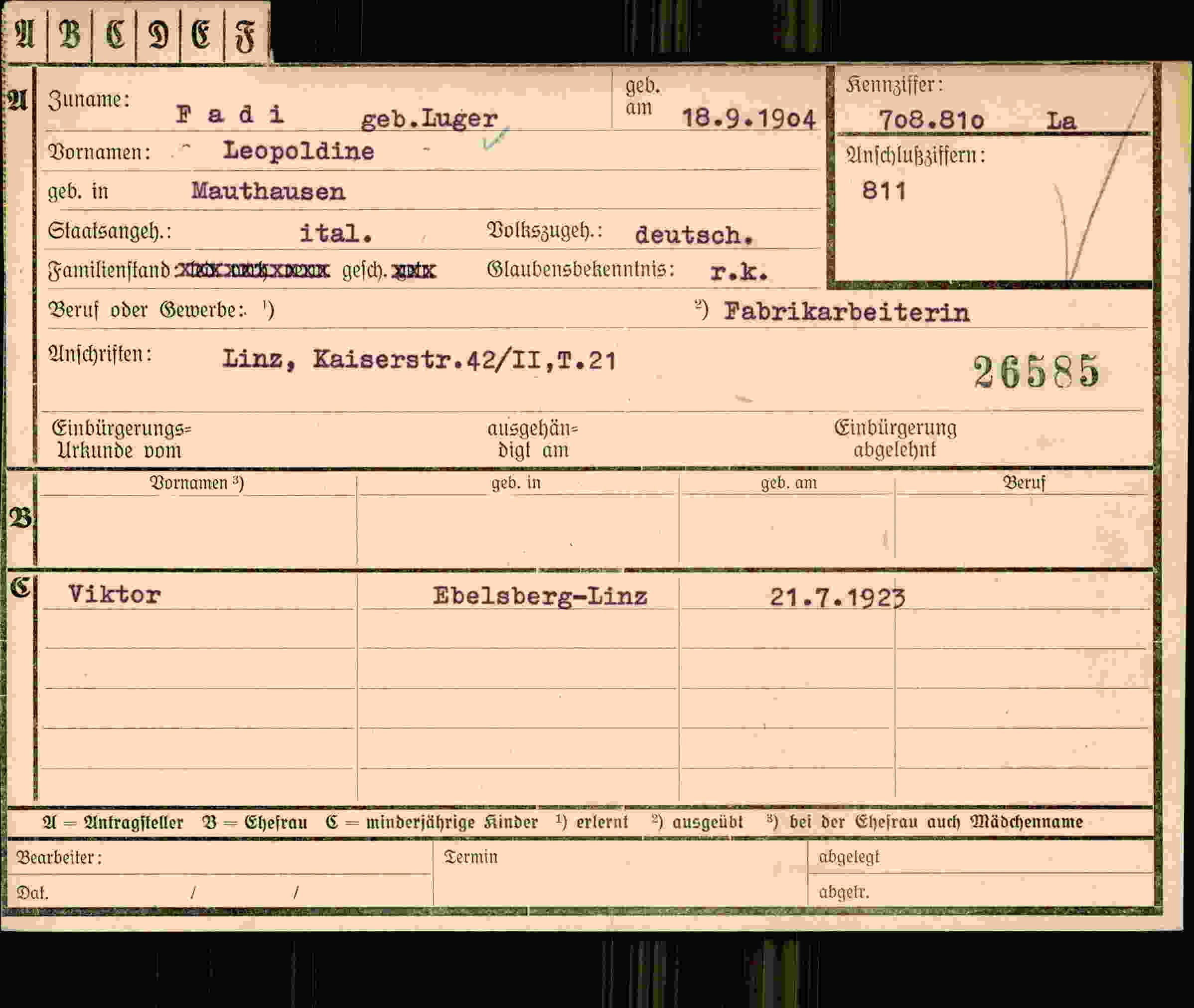 Dokument für Leopoldine Fadi