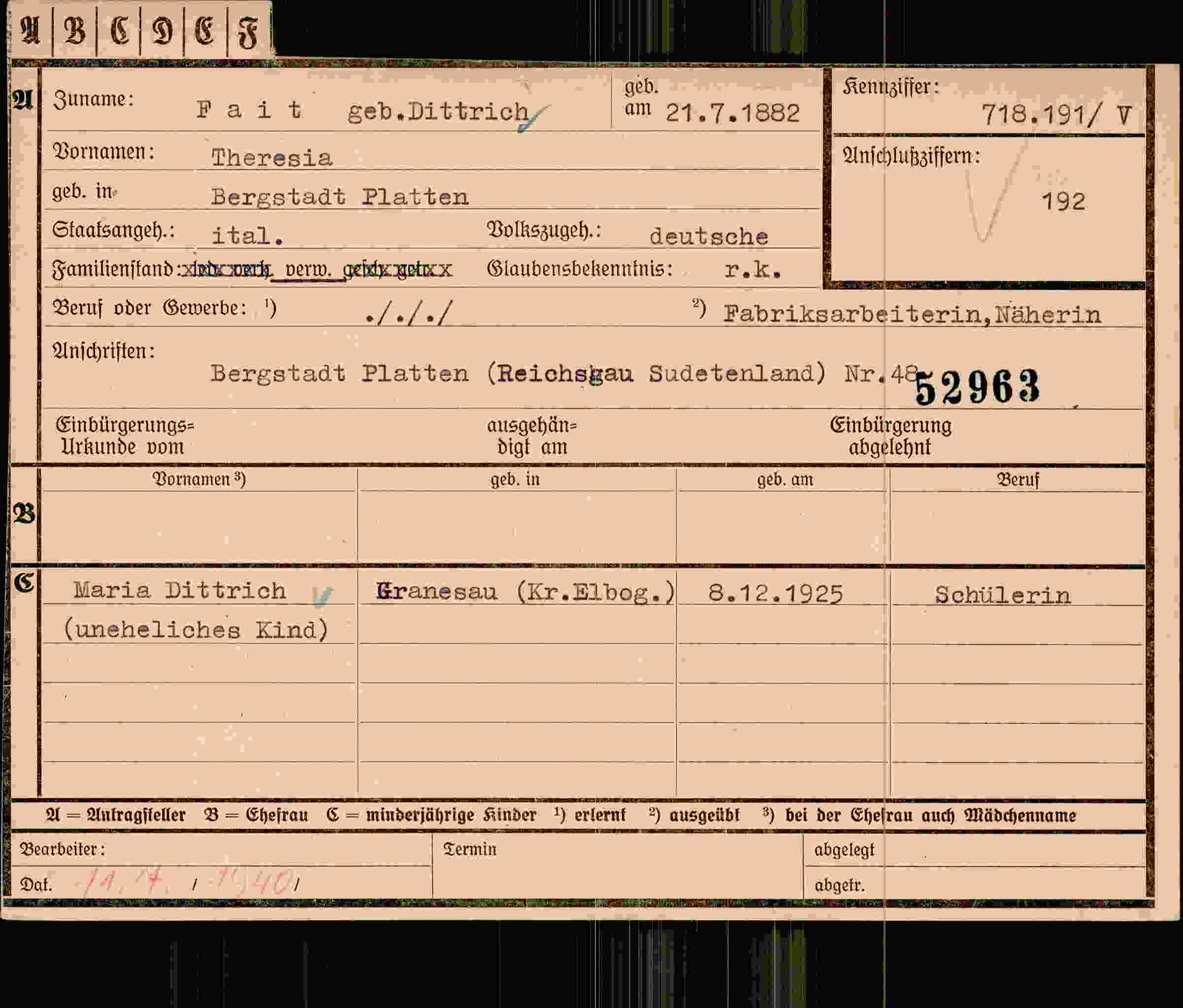 Vorderseite des Dokuments