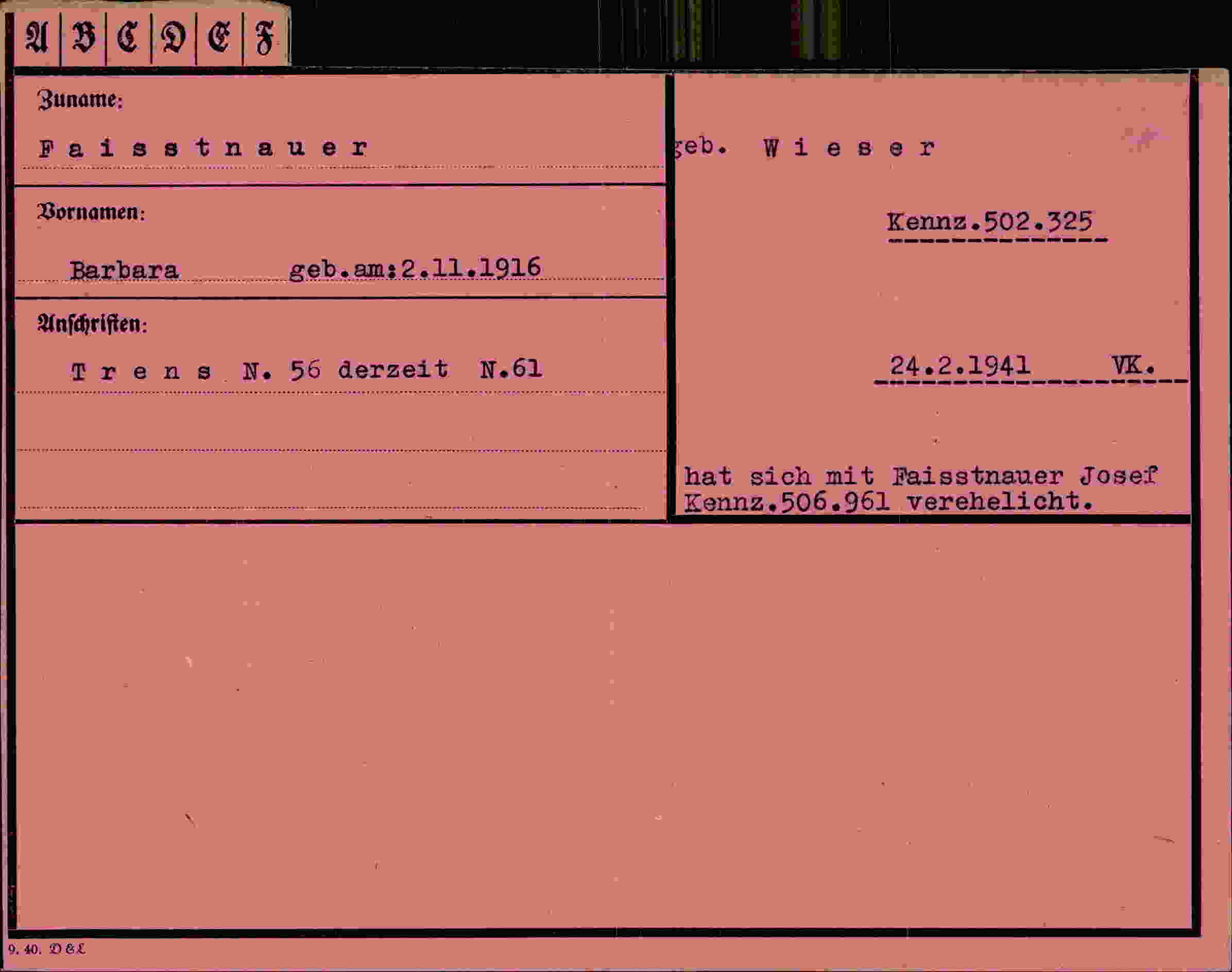Dokument für Barbara Faisstnauer
