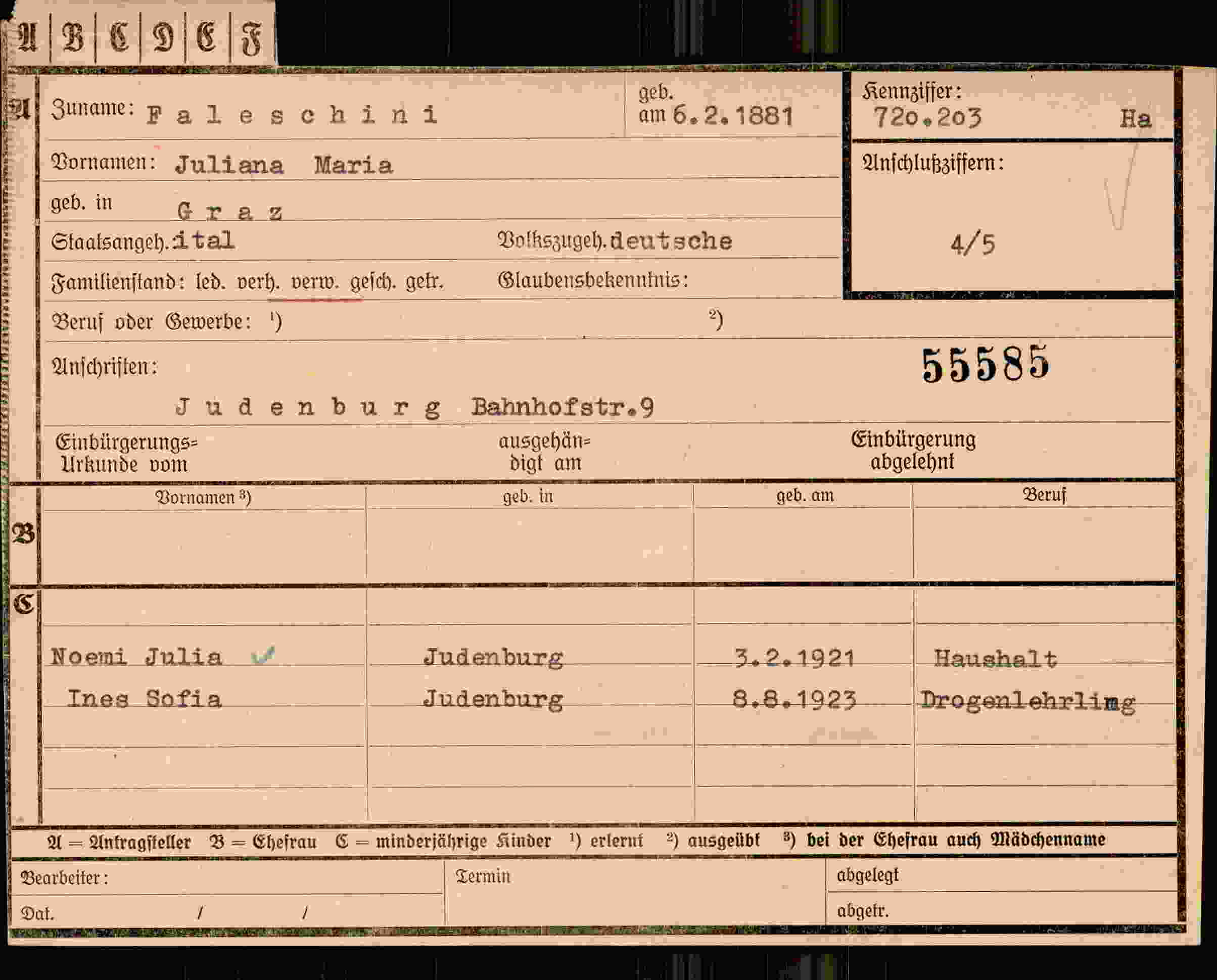 Vorderseite des Dokuments
