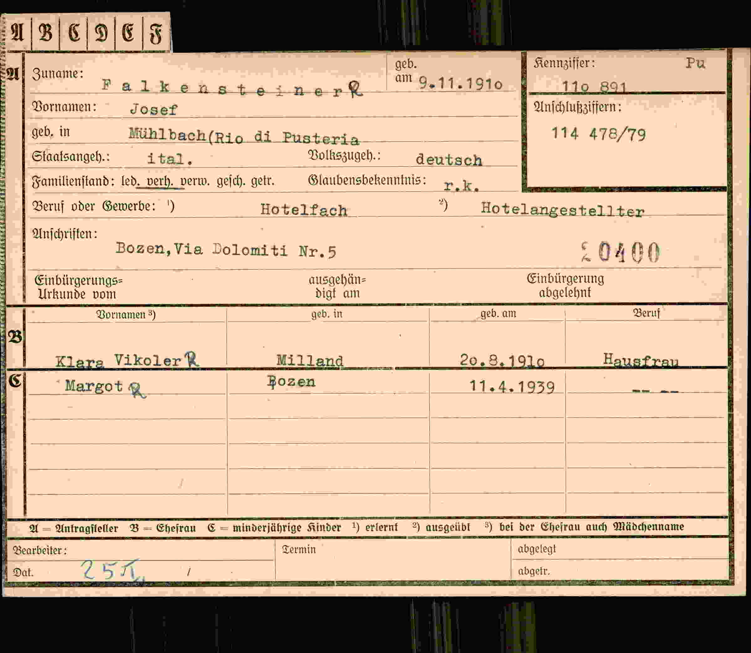 Dokument für Josef Falkensteiner
