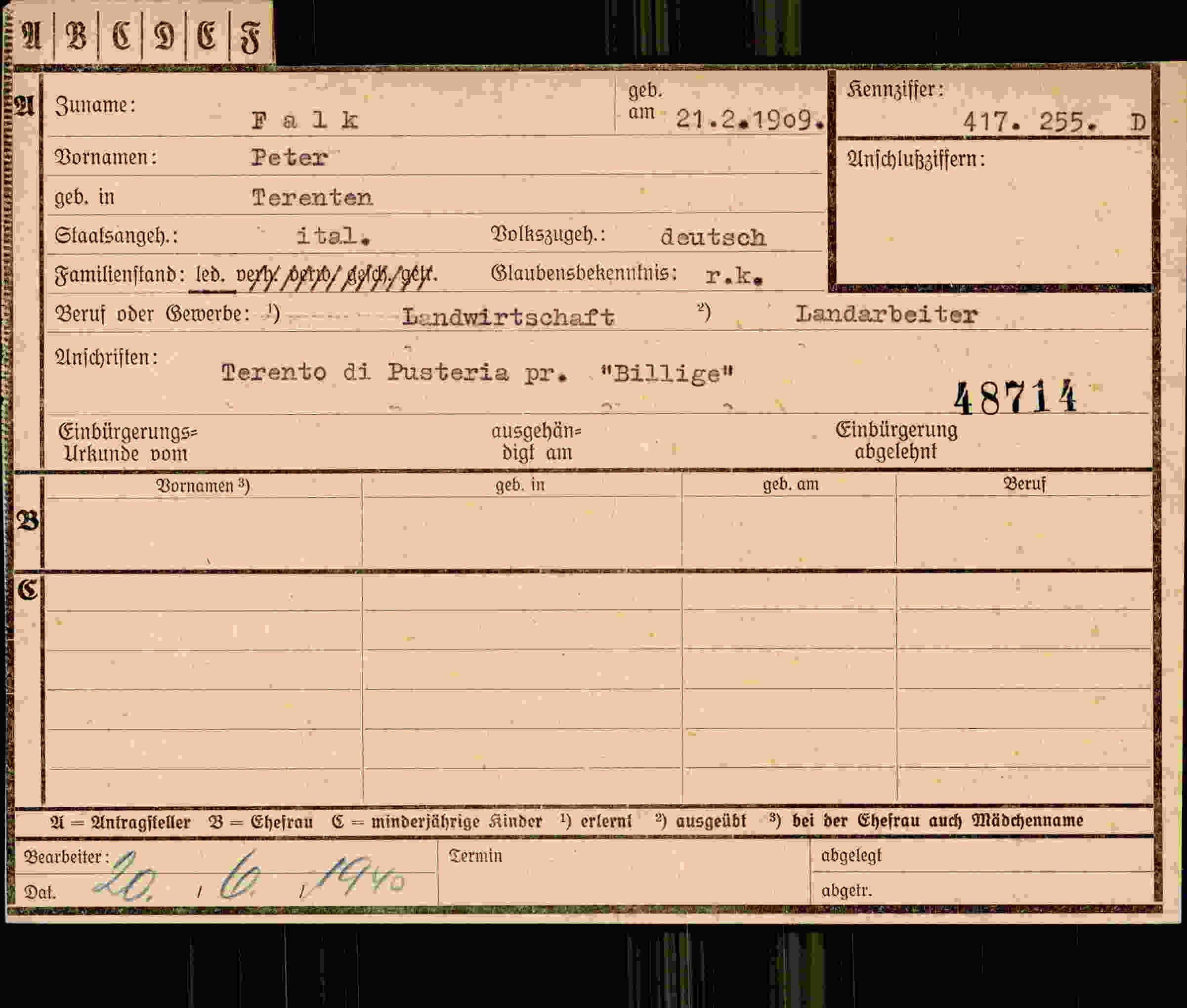 Dokument für Peter Falk