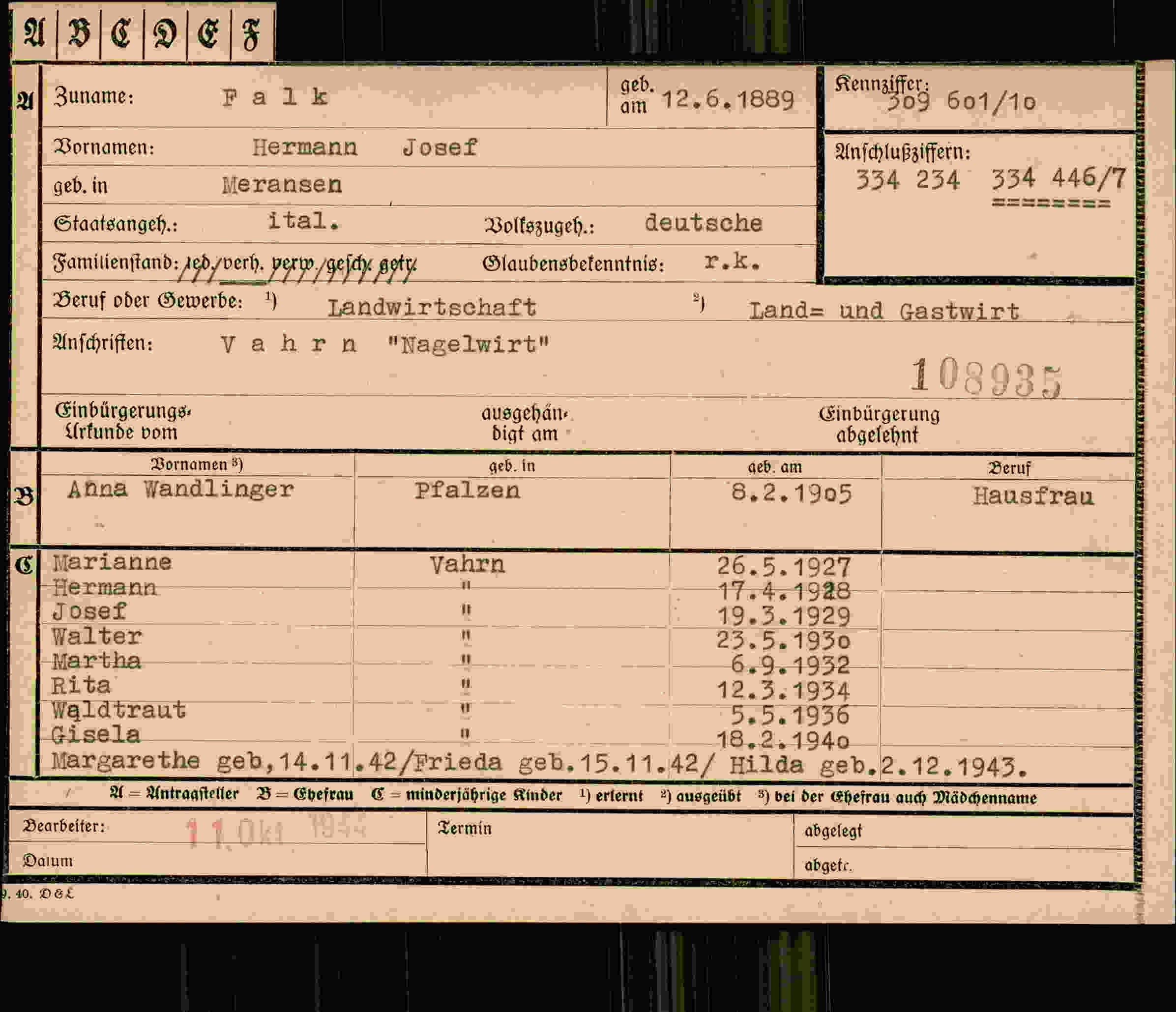 Dokument für Hermann Falk