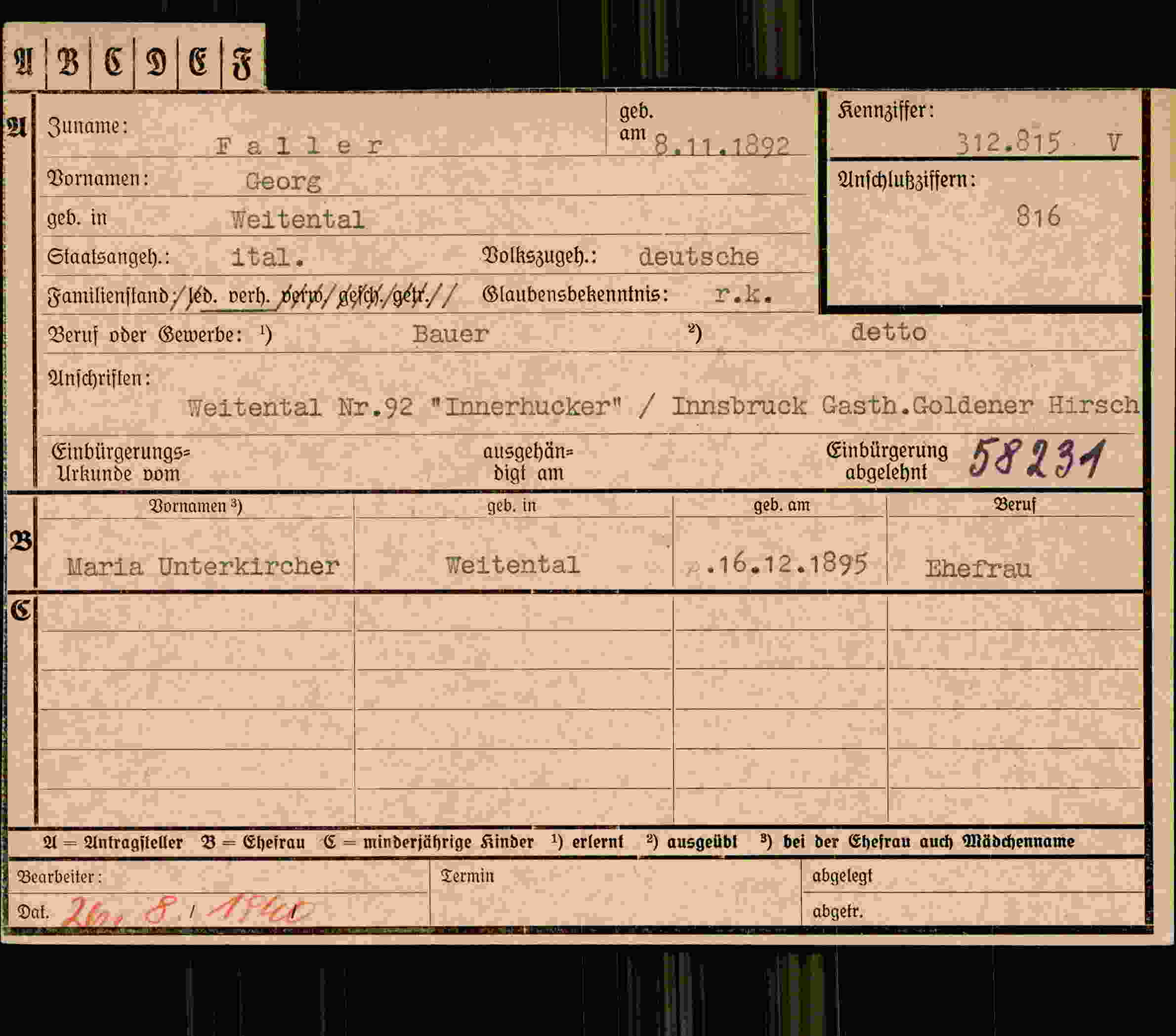 Dokument für Georg Faller