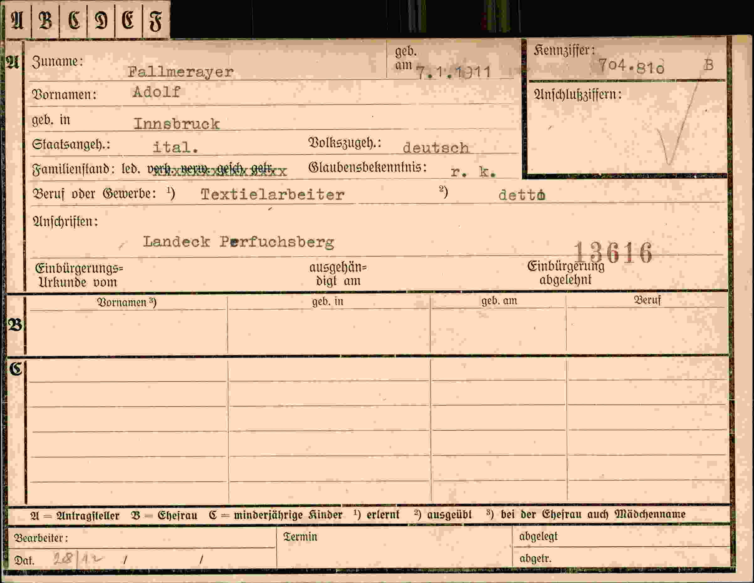 Dokument für Adolf Fallmerayer