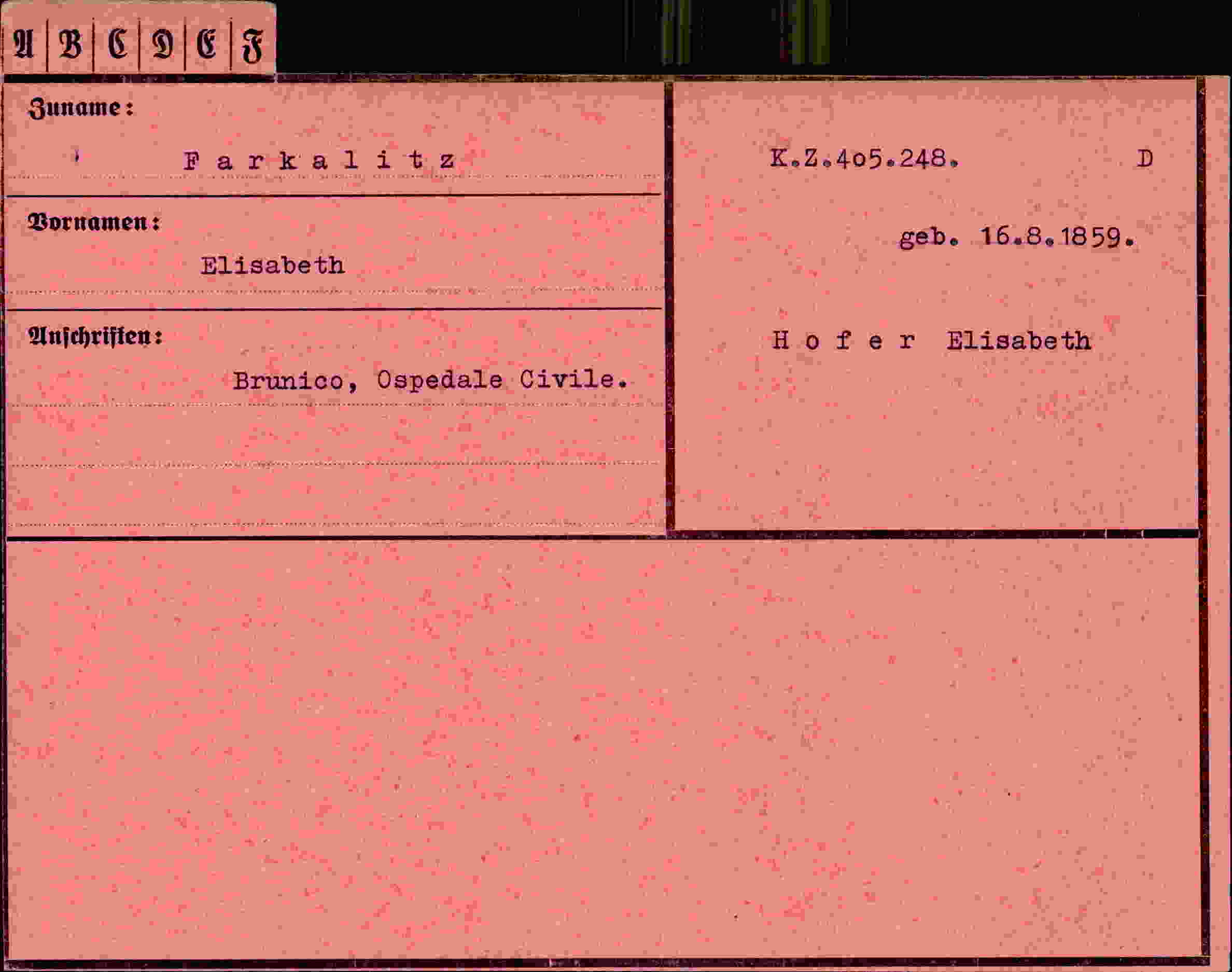 Dokument für Elisabeth Farkalitz