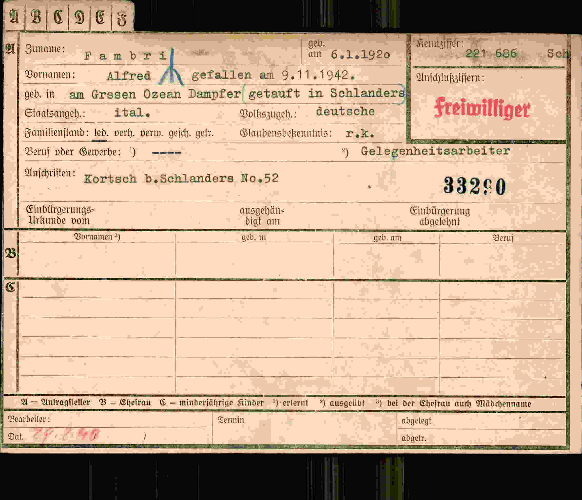 Vorderseite des Dokuments