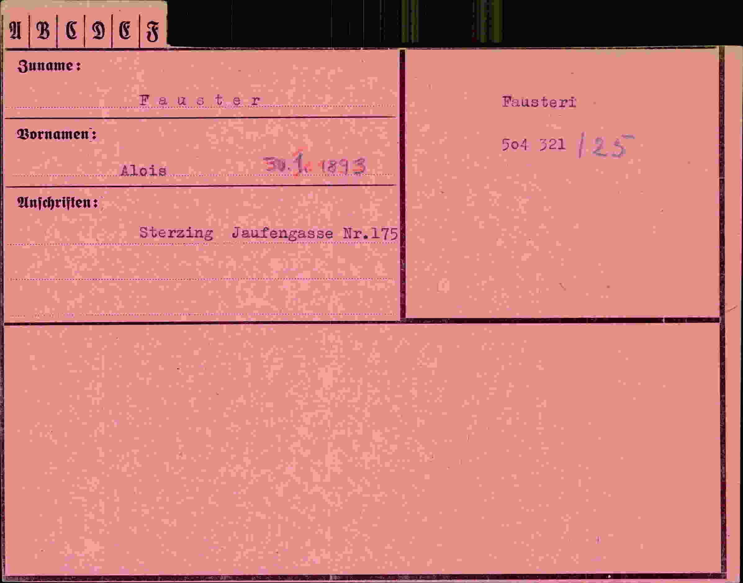 Dokument für Alois Fauster