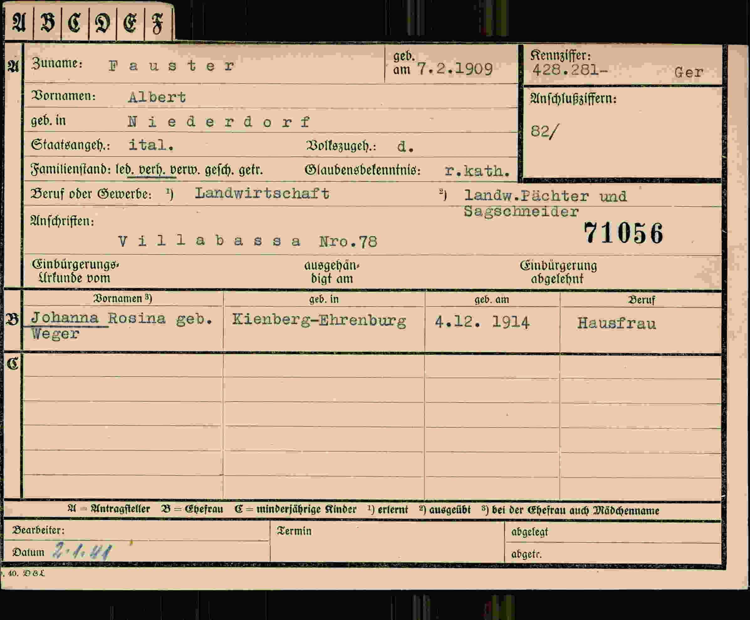 Dokument für Albert Fauster
