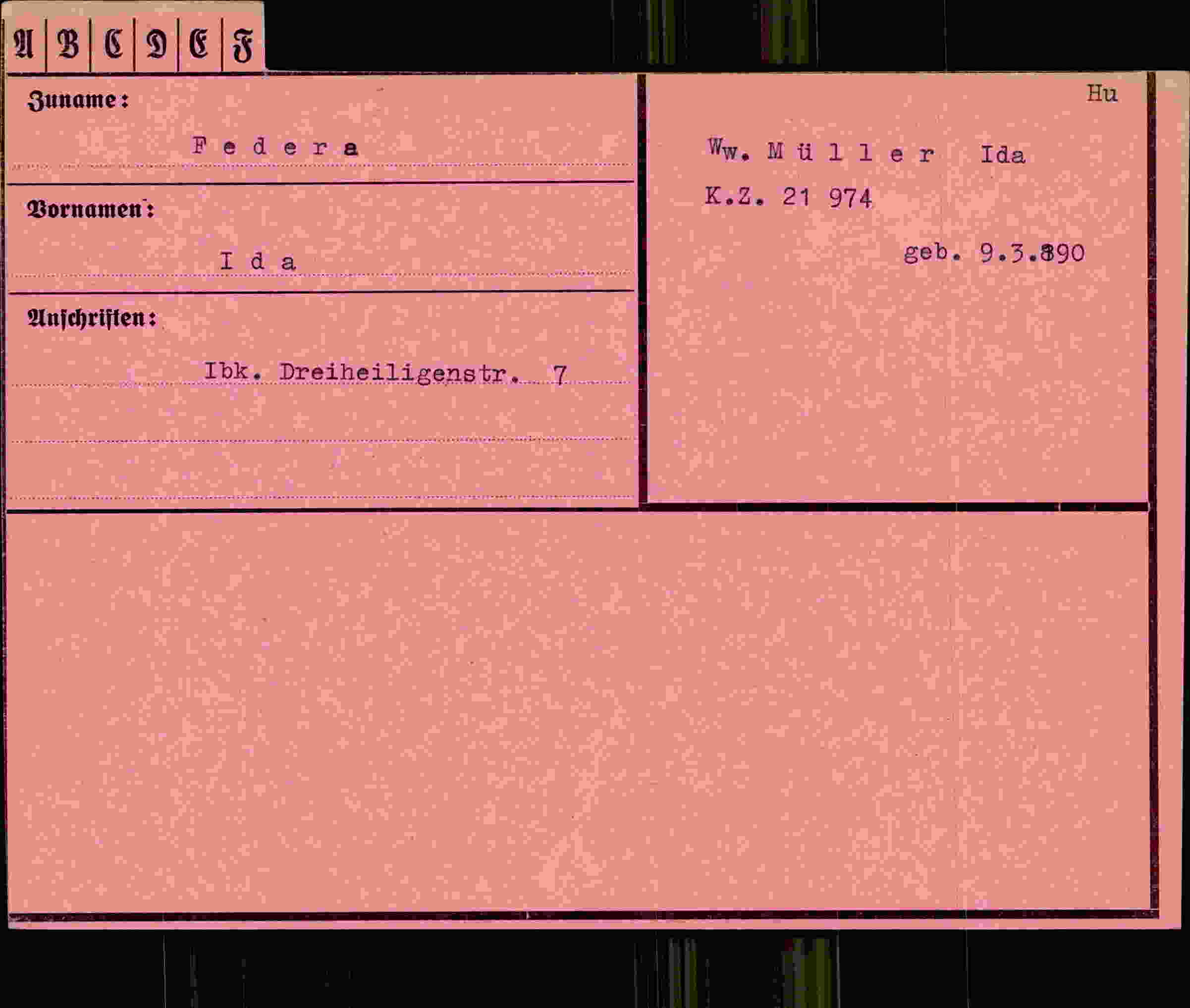 Vorderseite des Dokuments