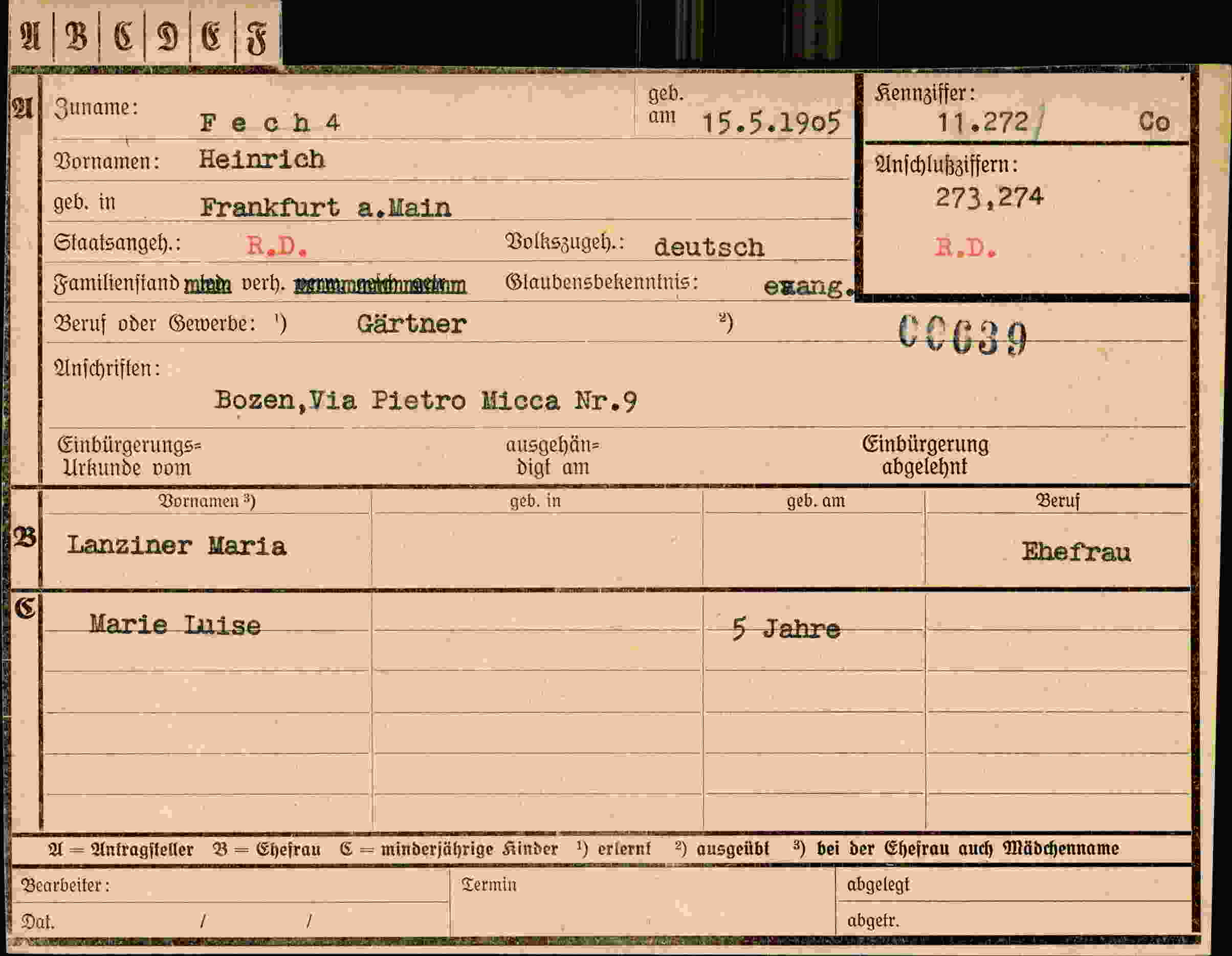 Dokument für Heinrich Fech