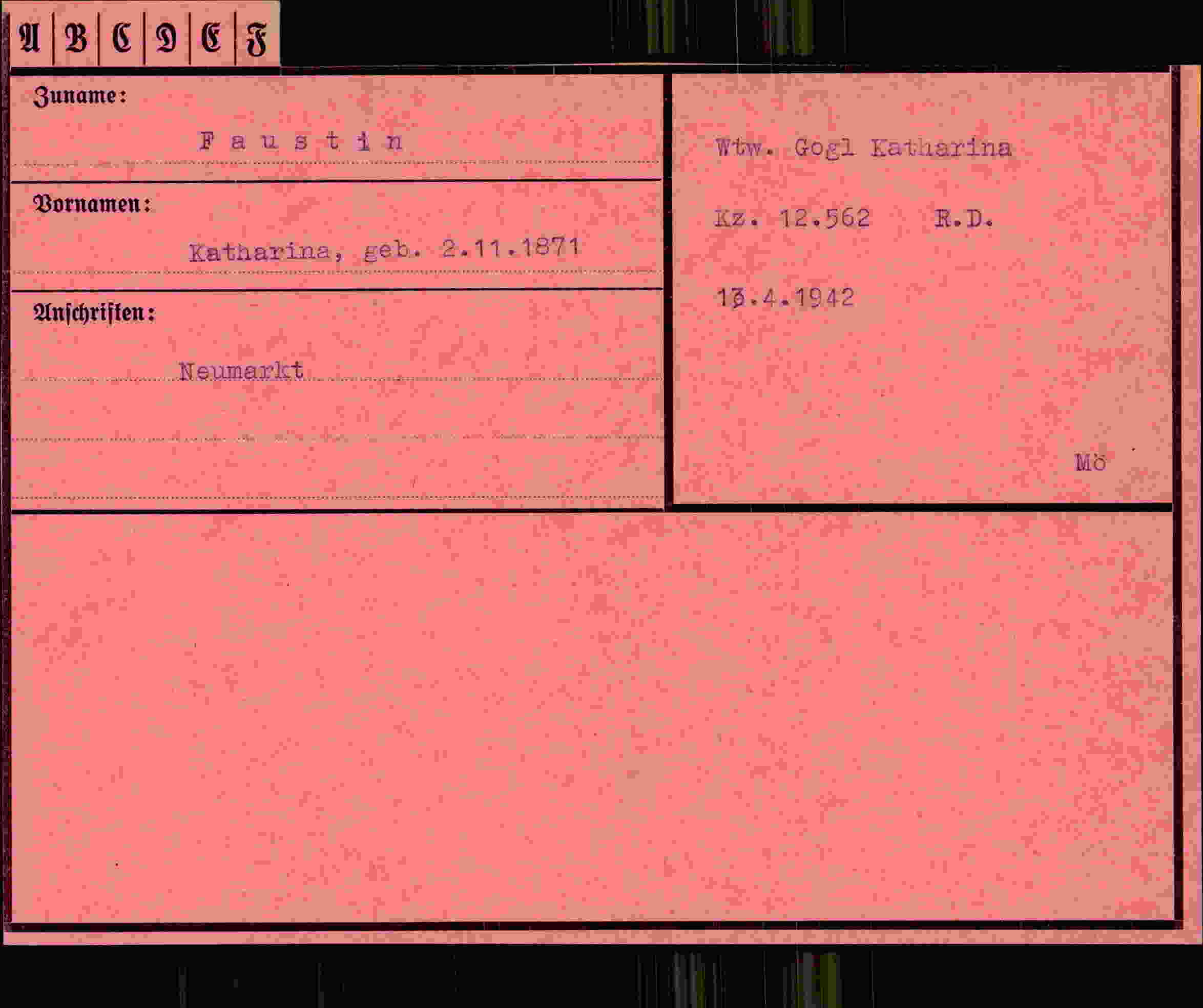 Dokument für Katharina Faustin