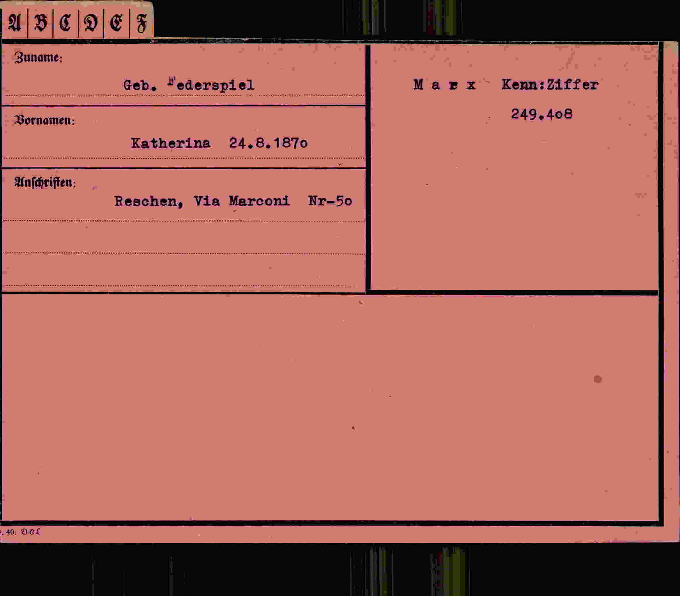 Vorderseite des Dokuments