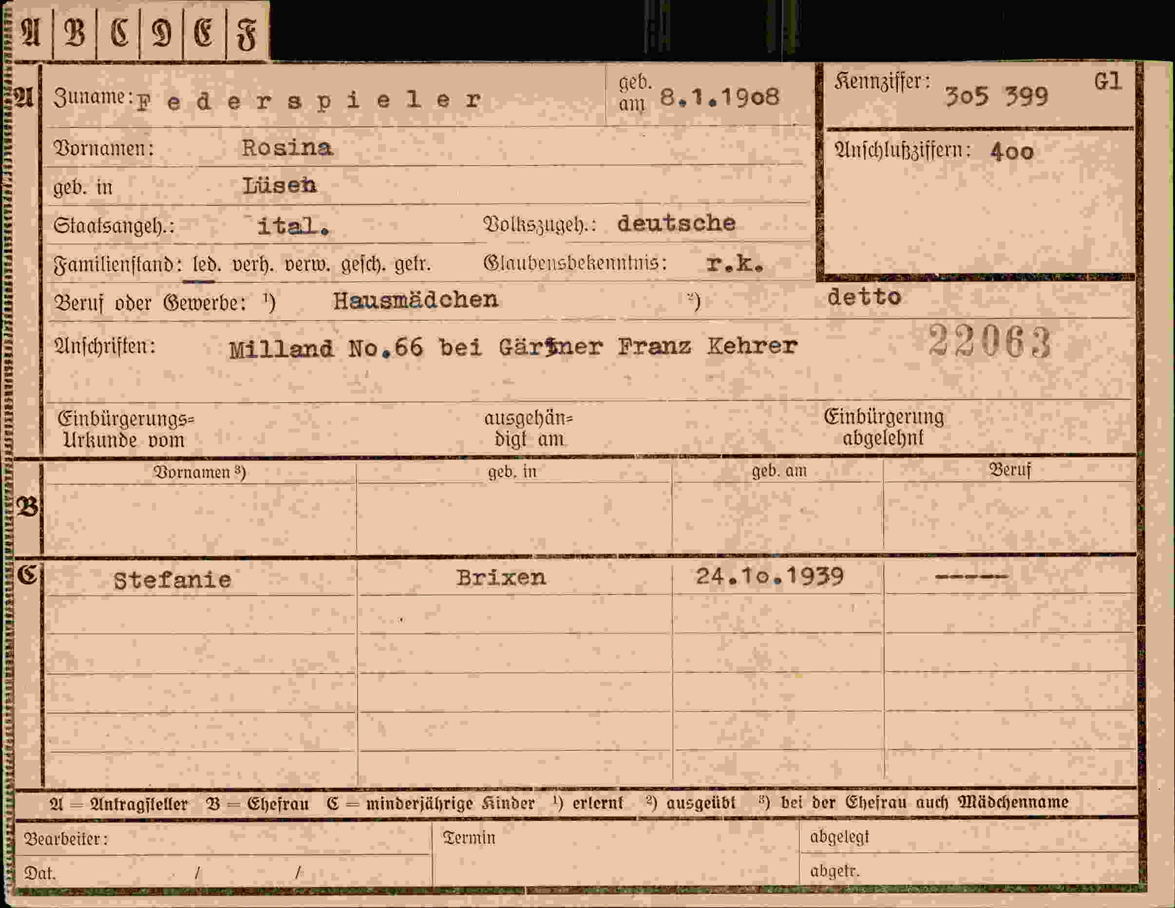 Vorderseite des Dokuments