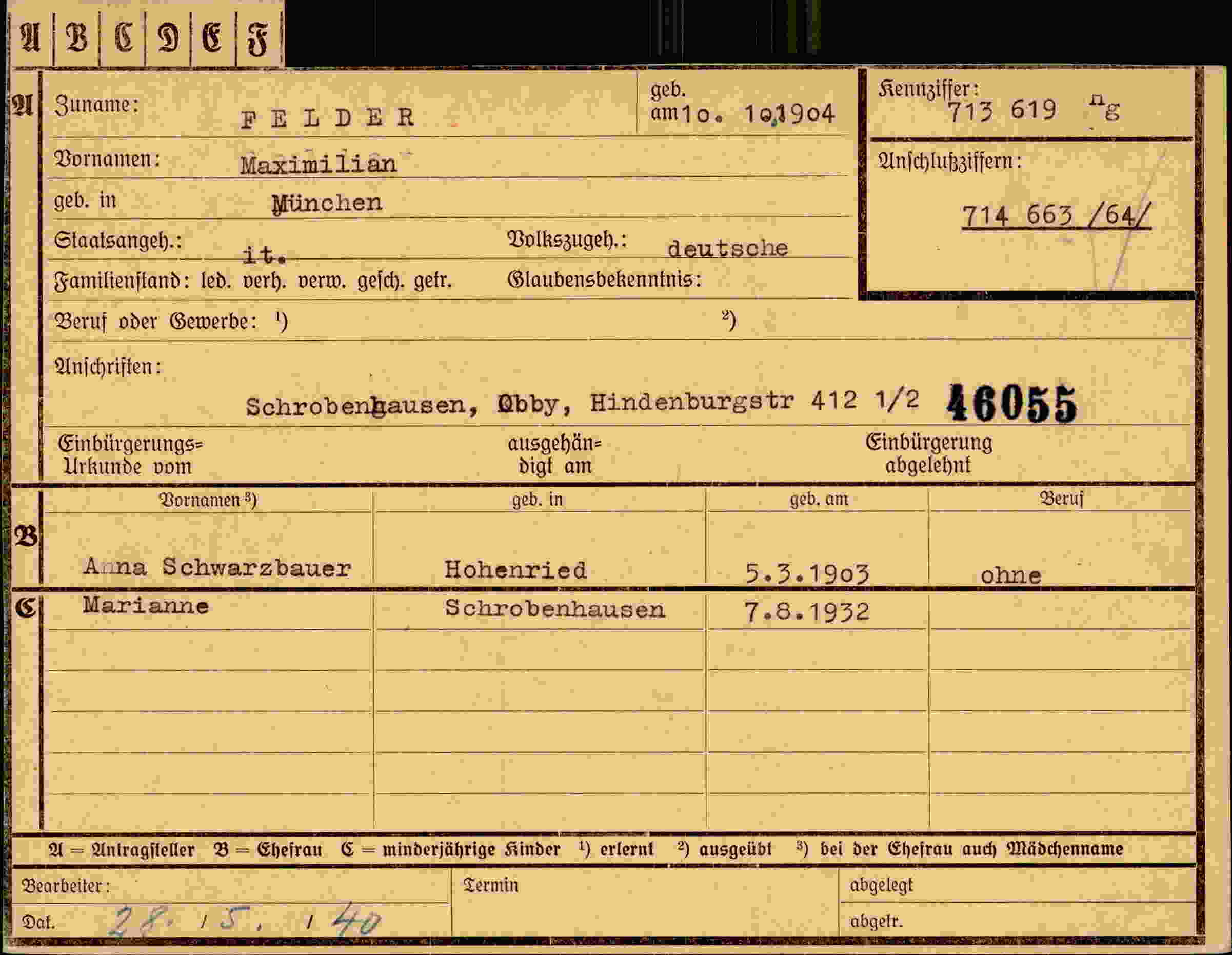 Dokument für Maximilian Felder