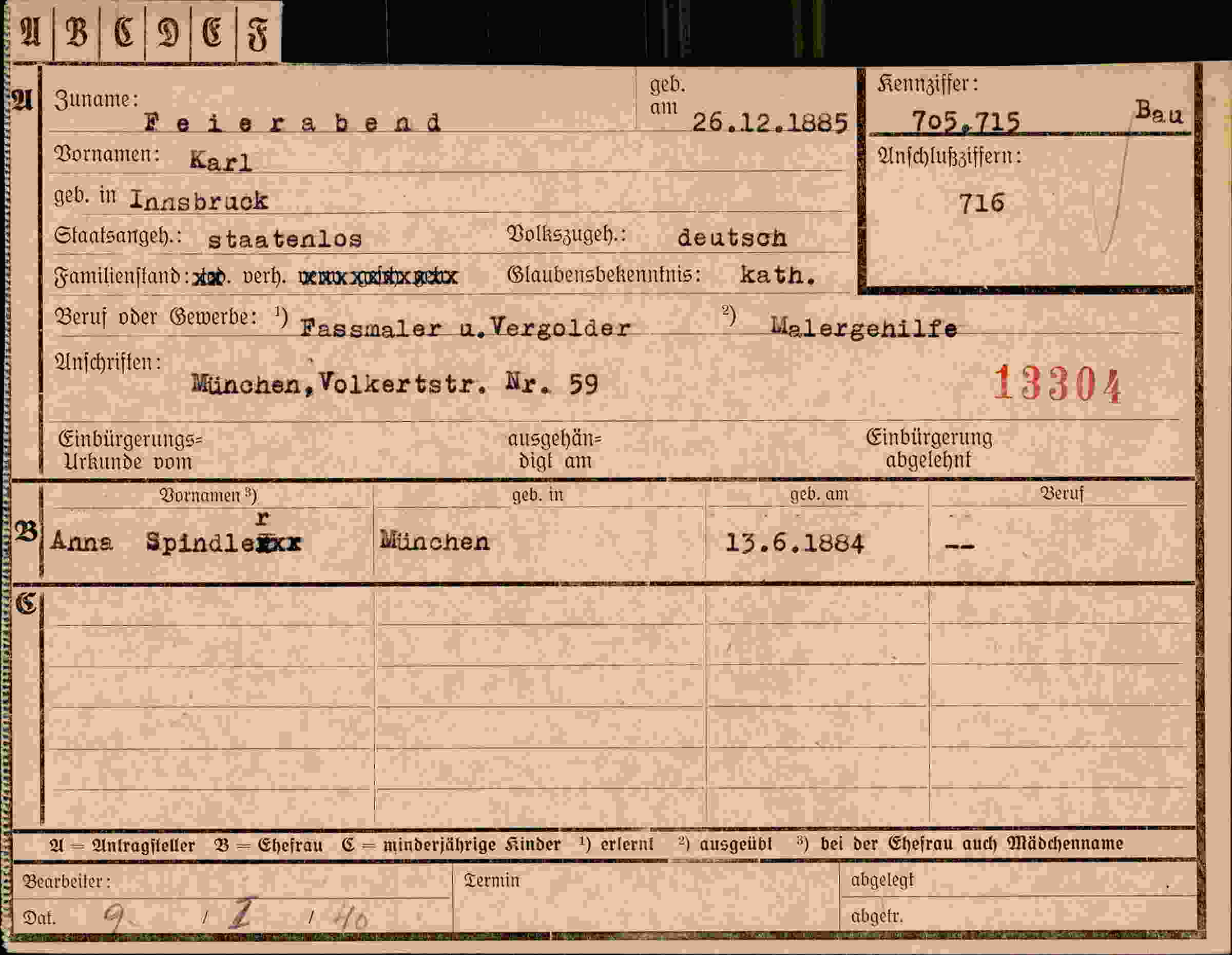 Dokument für Karl Feierabend