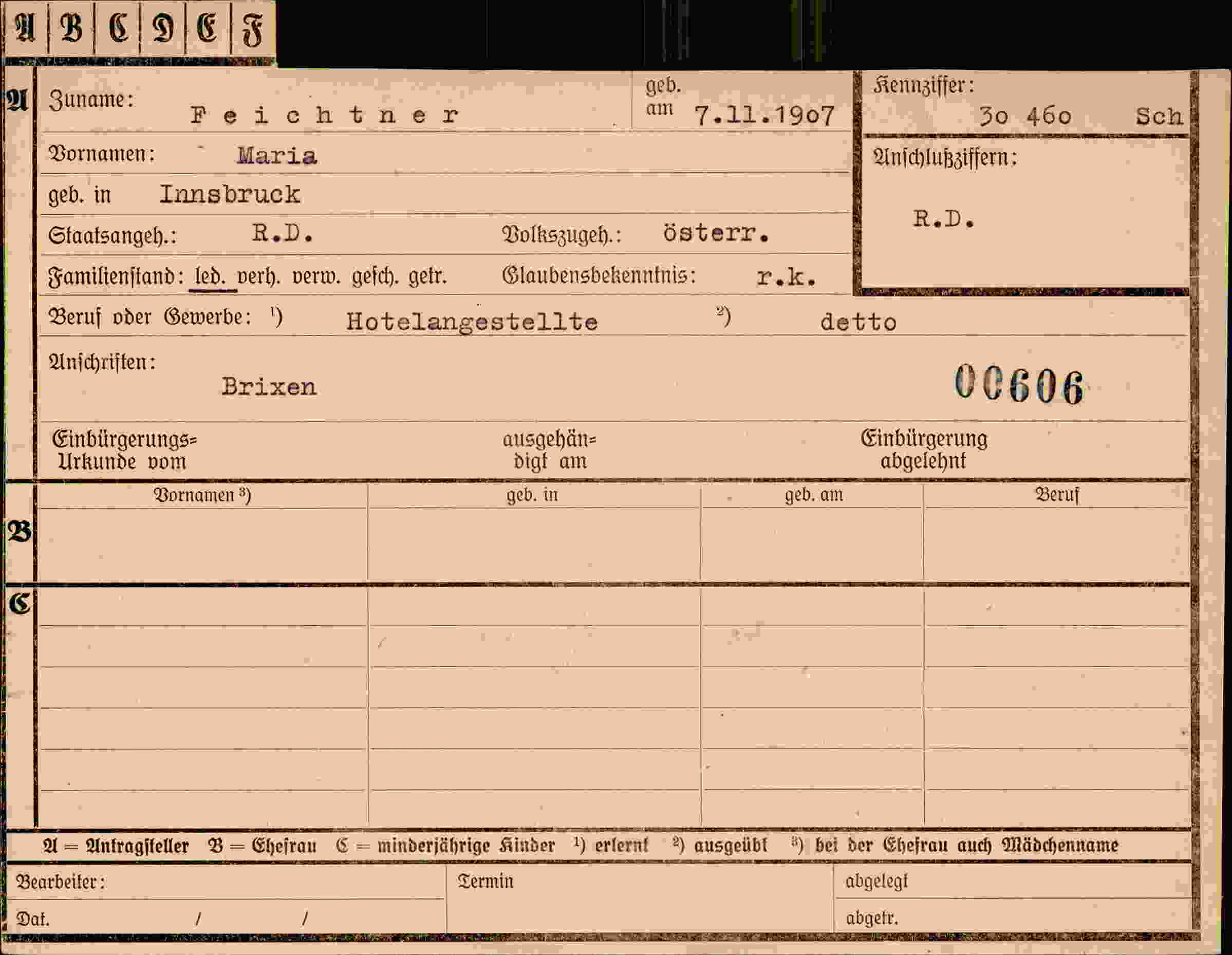 Vorderseite des Dokuments