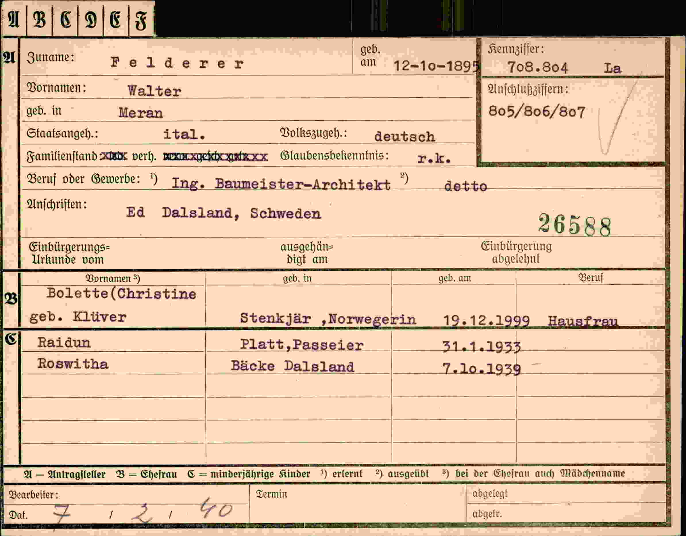 Dokument für Walter Felderer