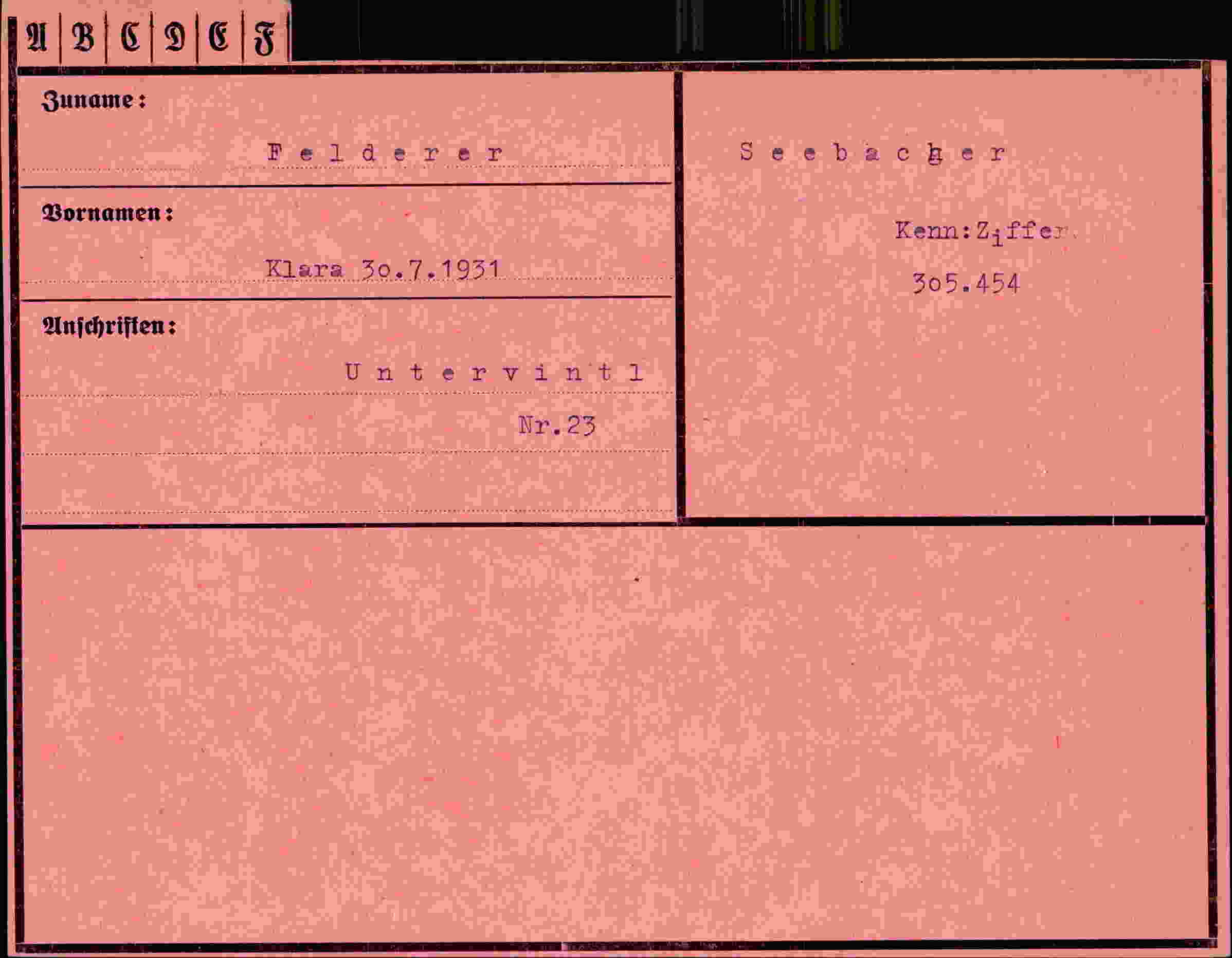 Vorderseite des Dokuments