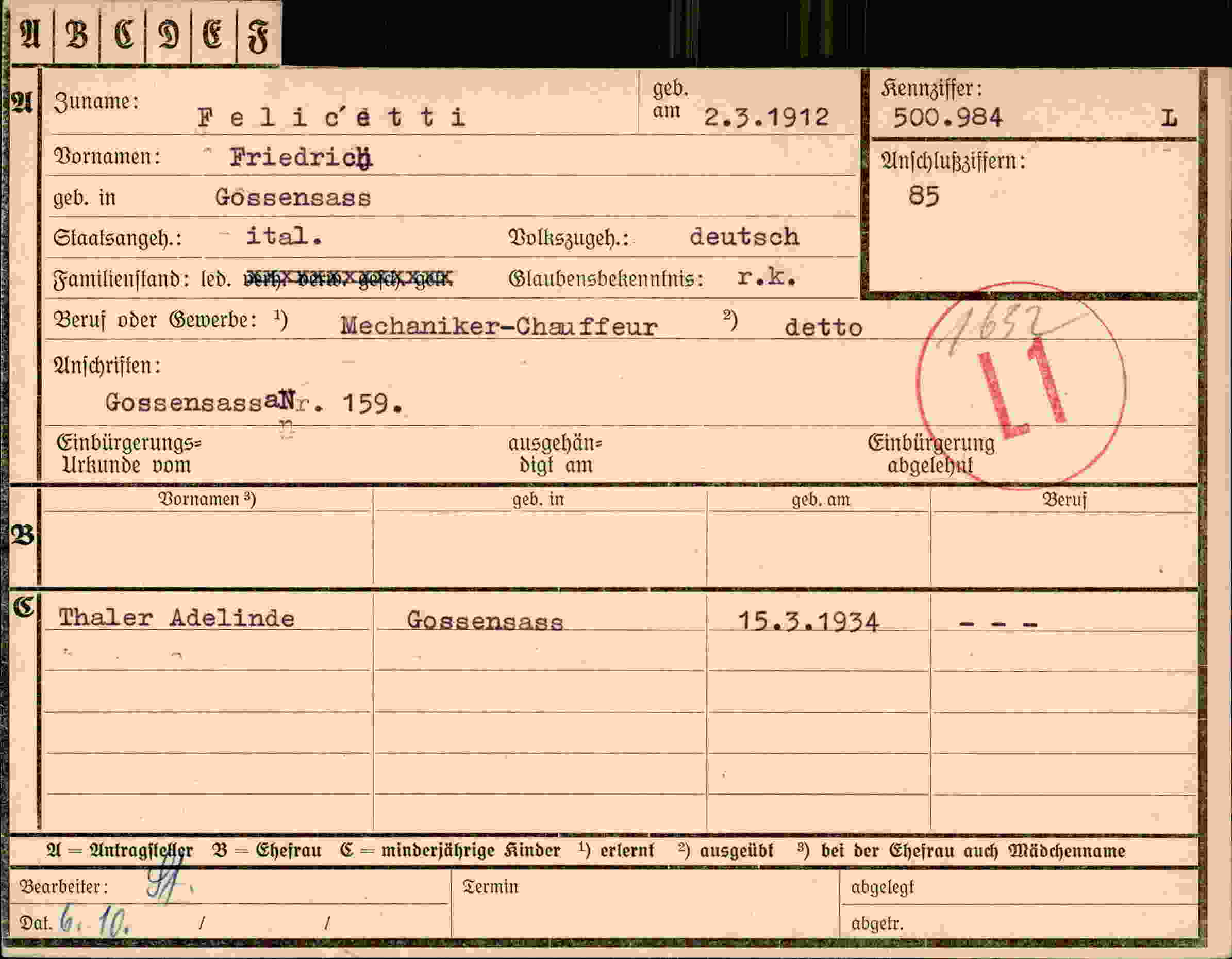 Vorderseite des Dokuments