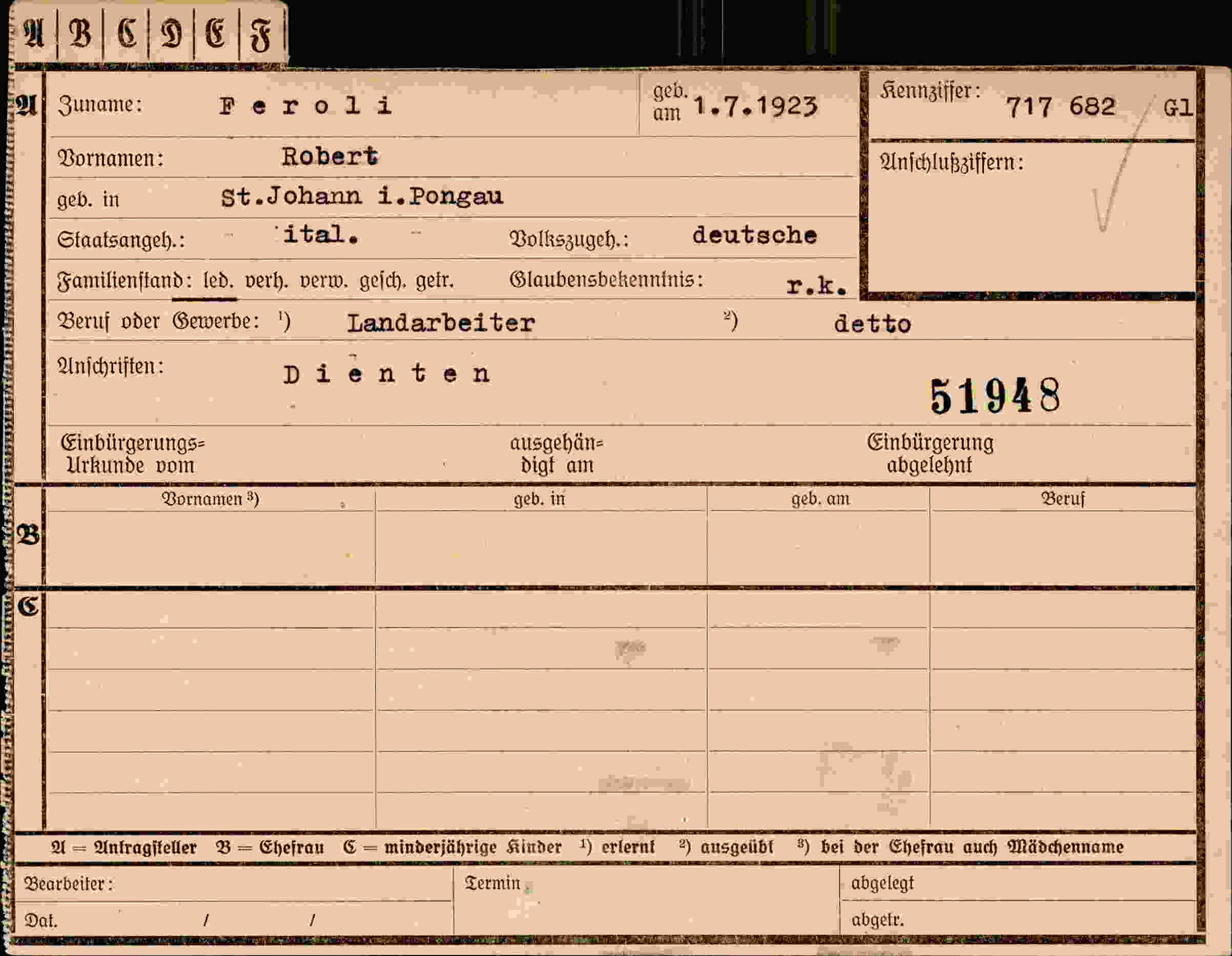 Vorderseite des Dokuments