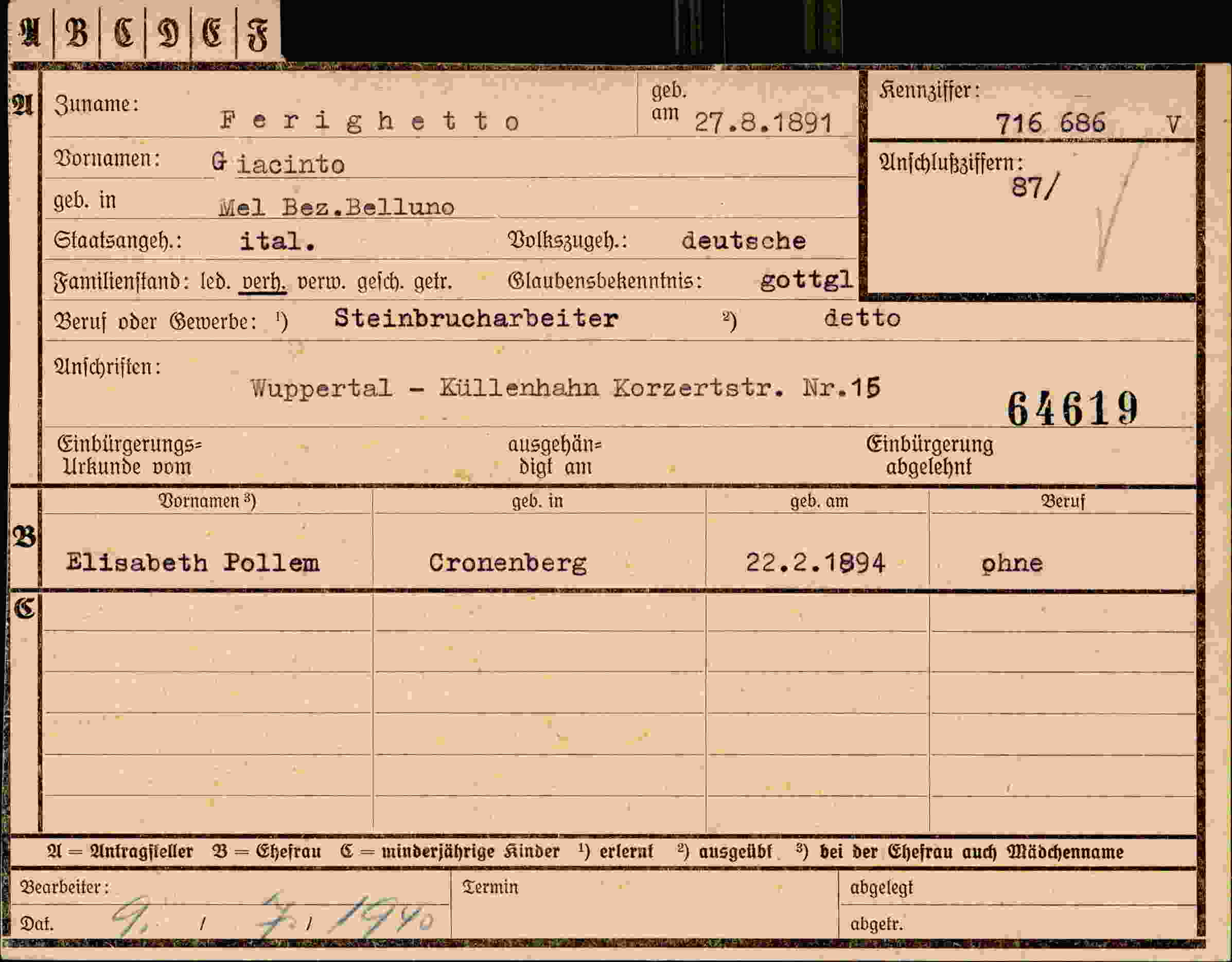 Vorderseite des Dokuments