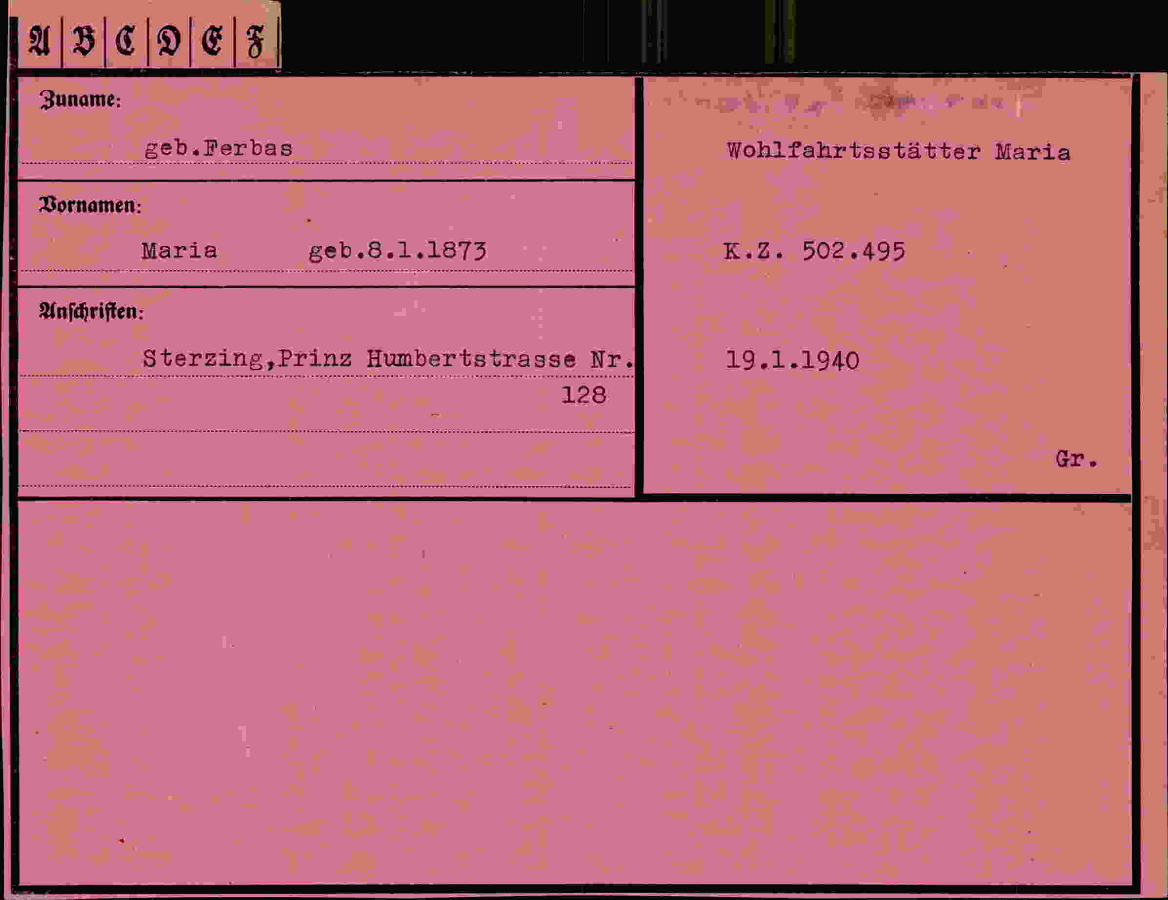 Vorderseite des Dokuments