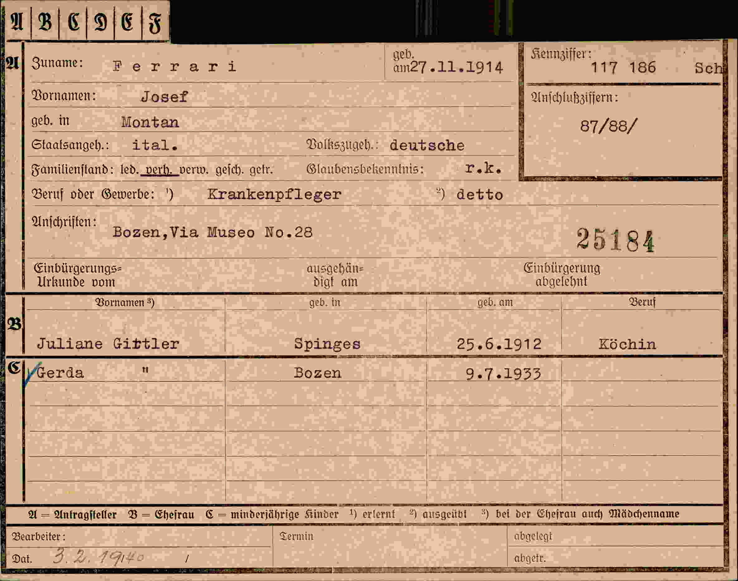 Vorderseite des Dokuments