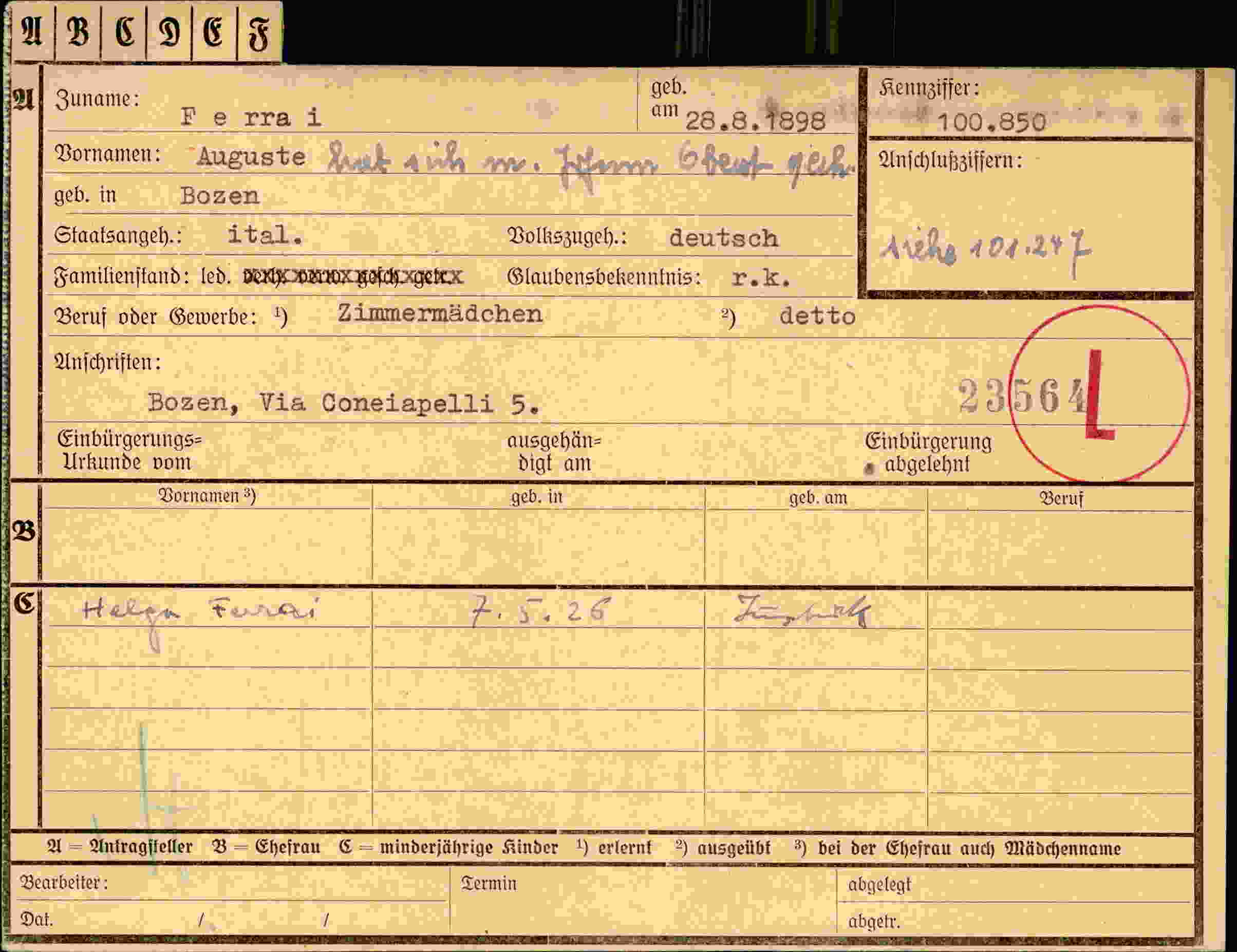 Dokument für Auguste Ferra i