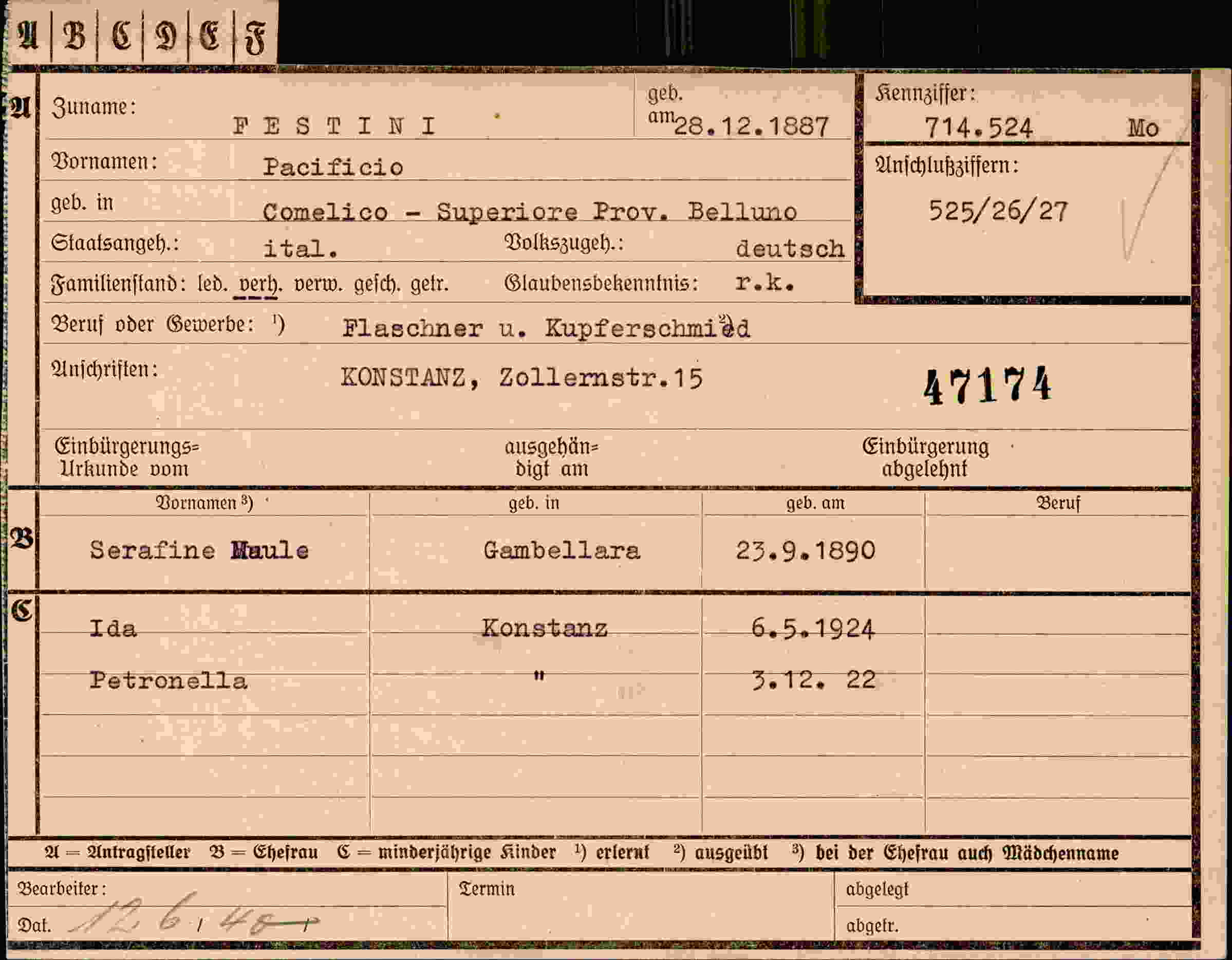 Dokument für Macificio Festini