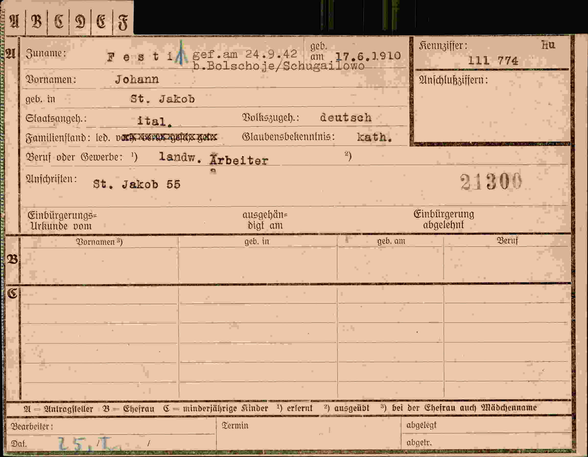 Vorderseite des Dokuments