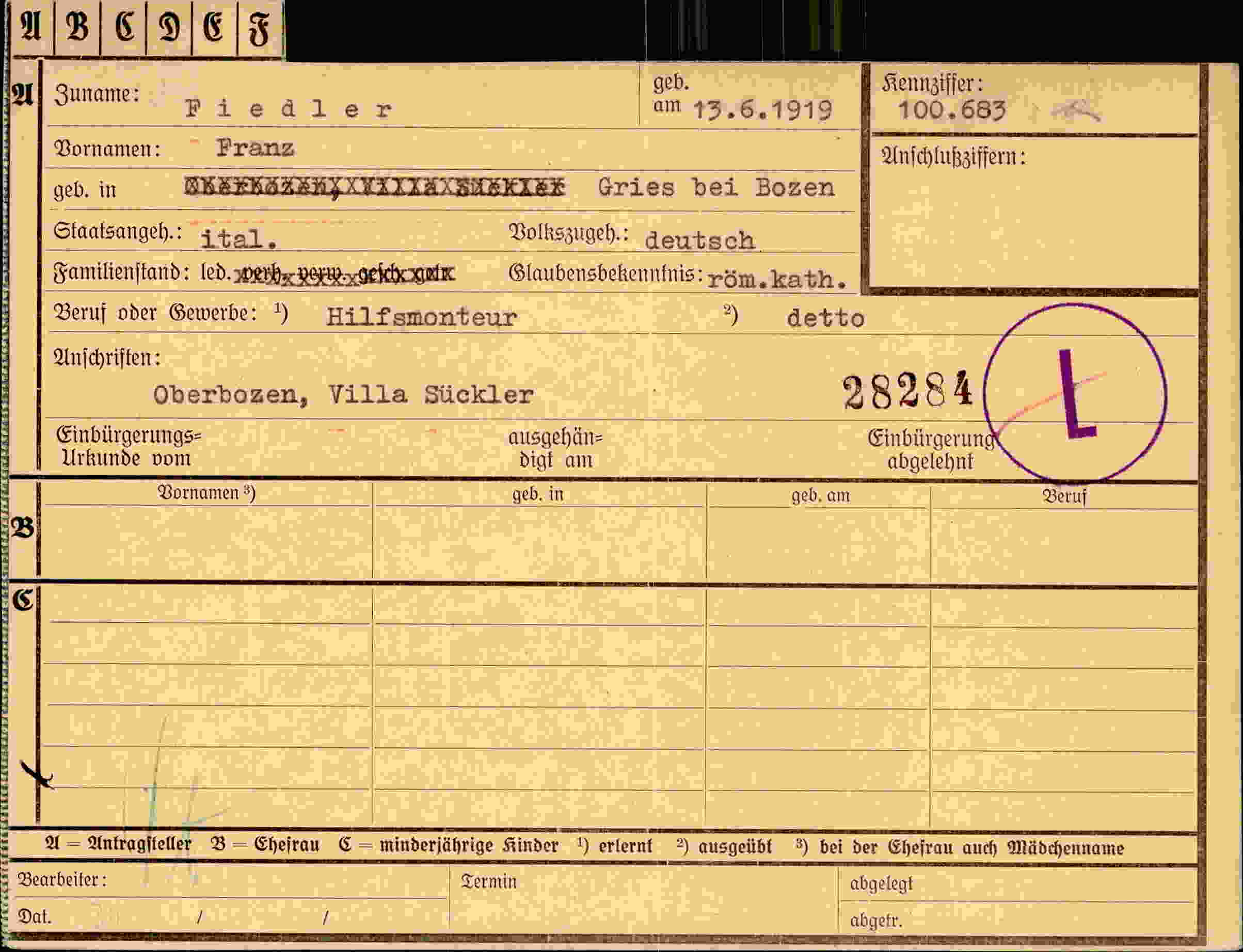 Dokument für Franz Fiedler