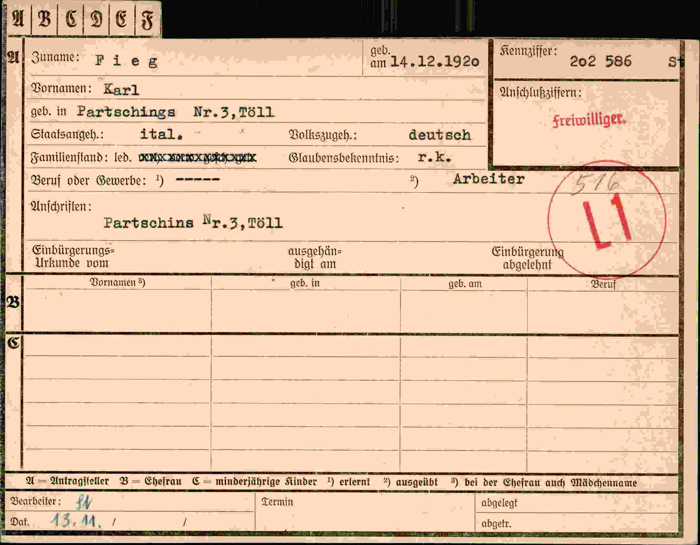 Dokument für Karl Fieg