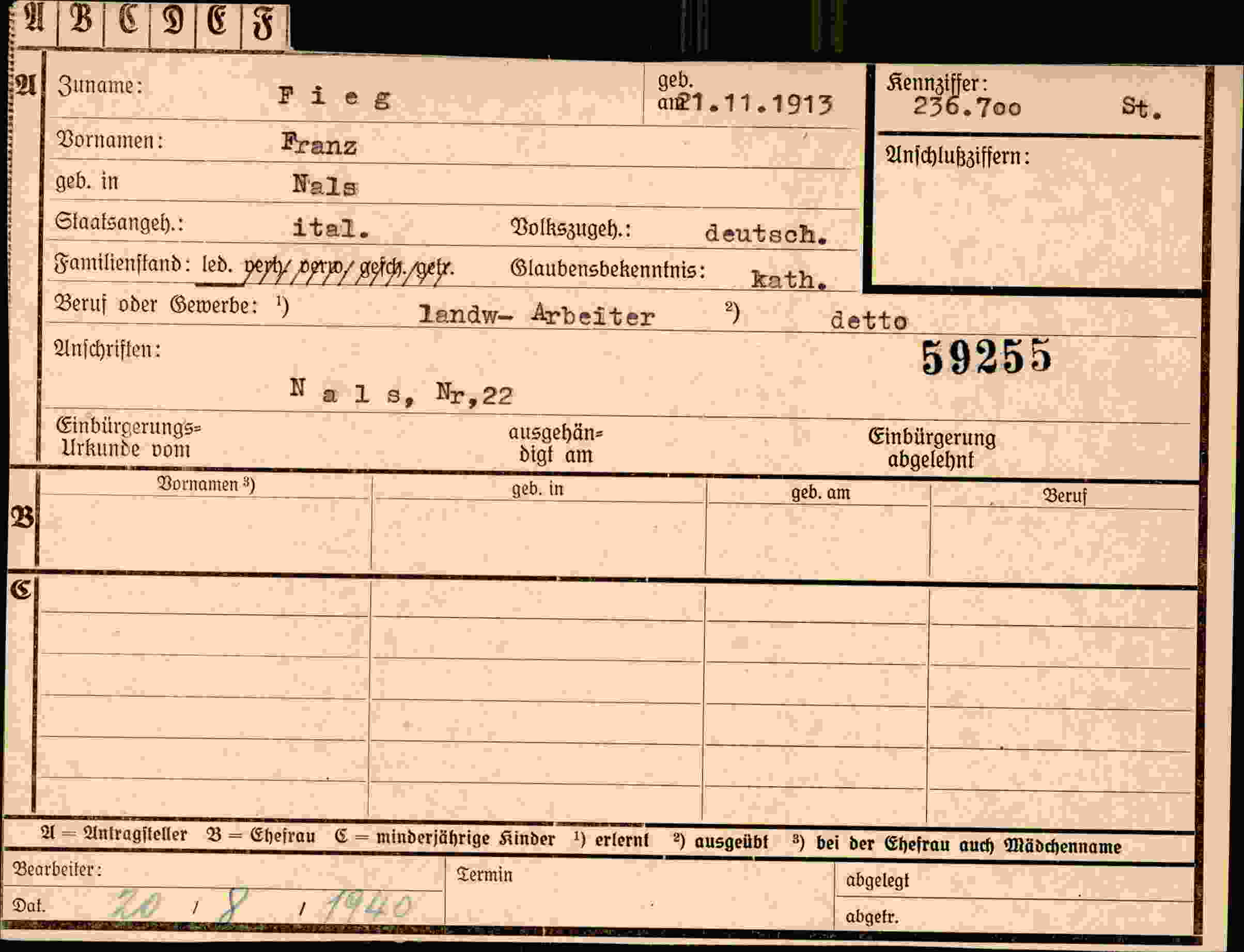 Dokument für Franz Fieg