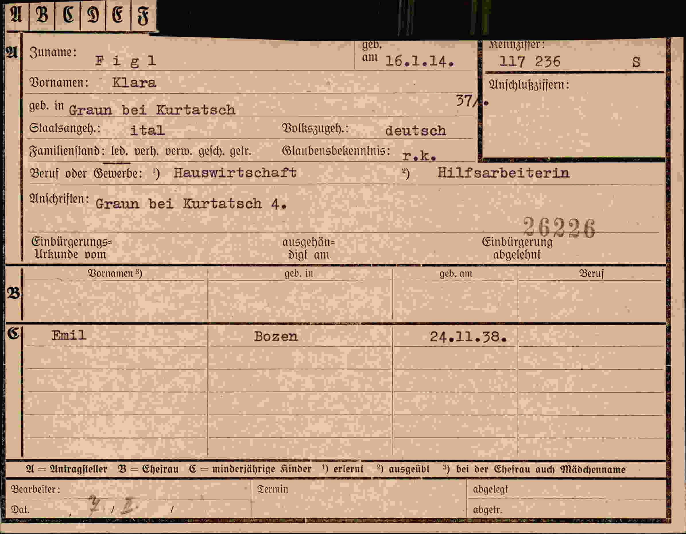 Vorderseite des Dokuments