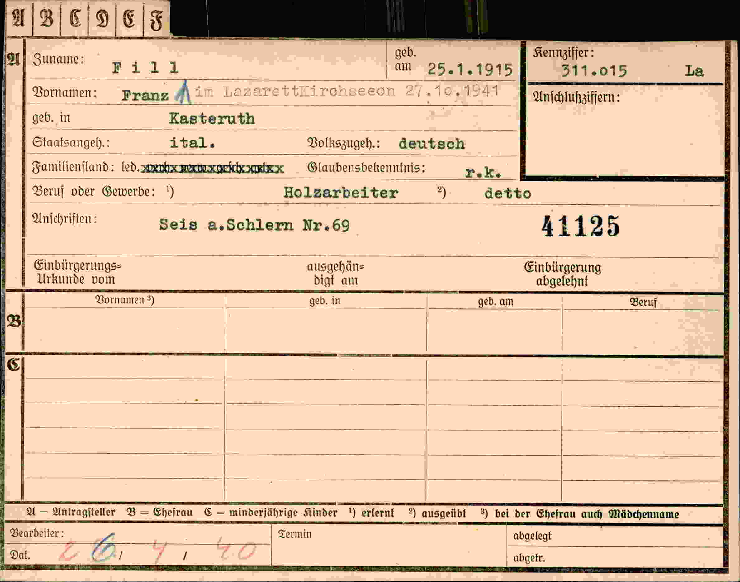 Dokument für Franz Fill