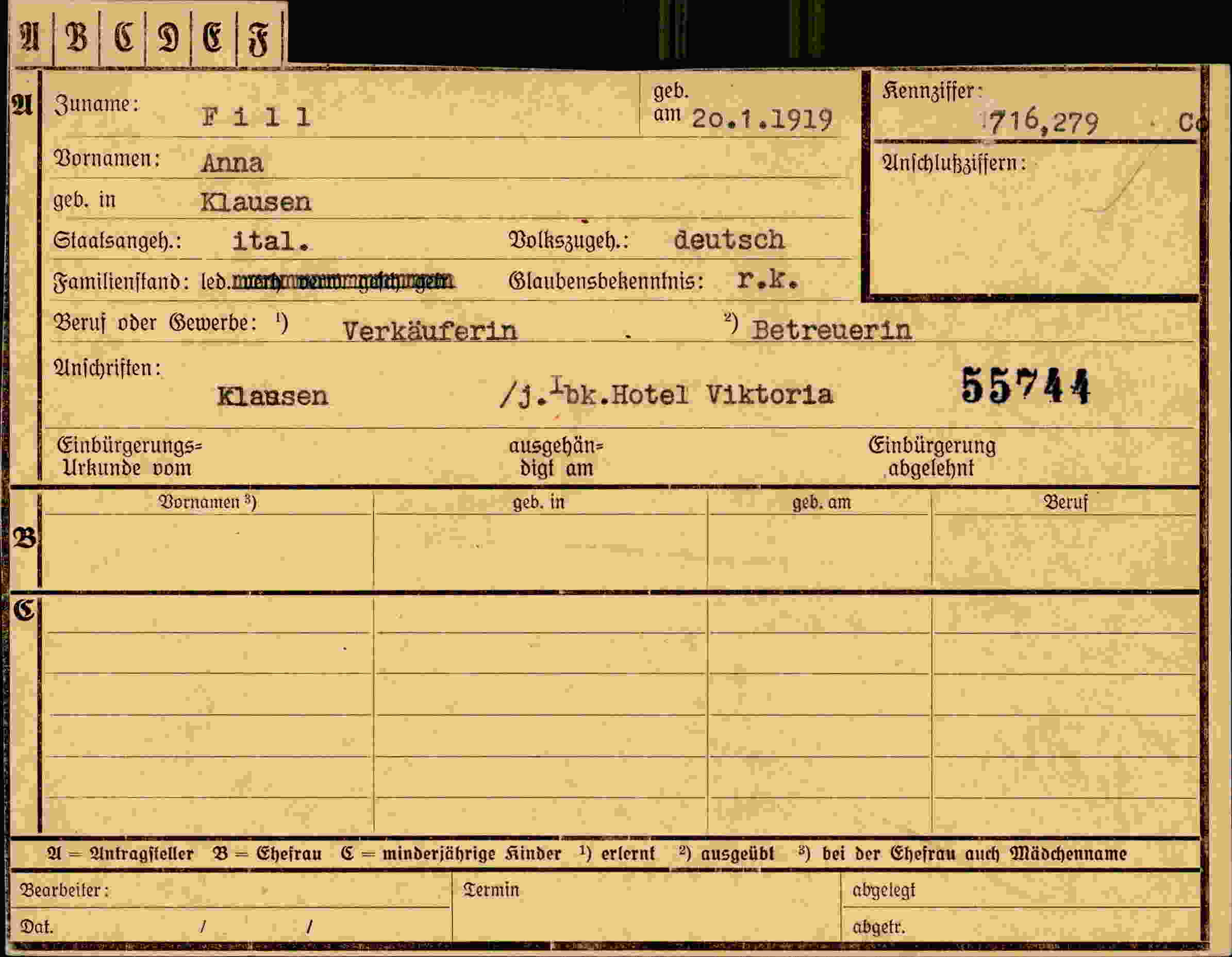 Vorderseite des Dokuments