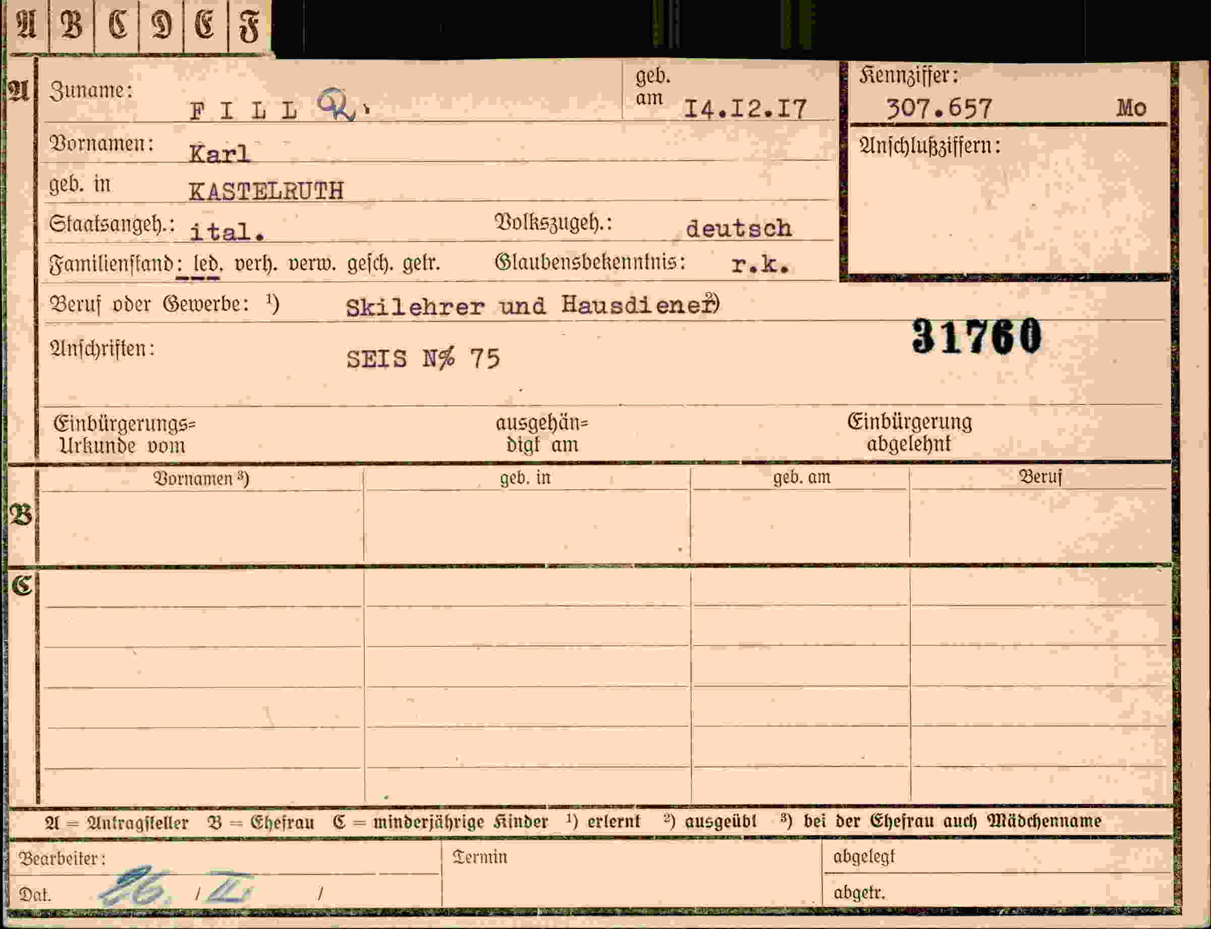 Dokument für Karl Fillr