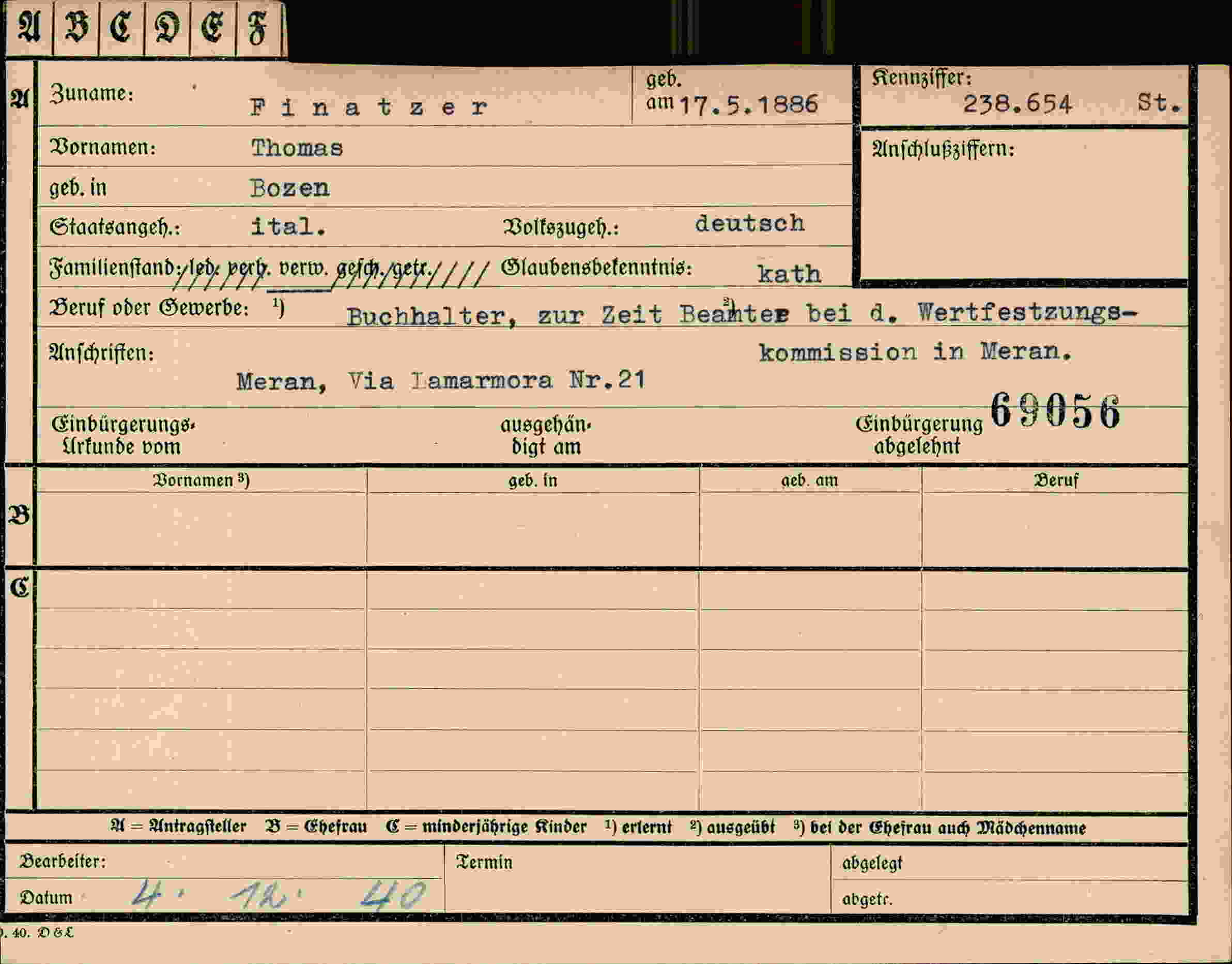Vorderseite des Dokuments