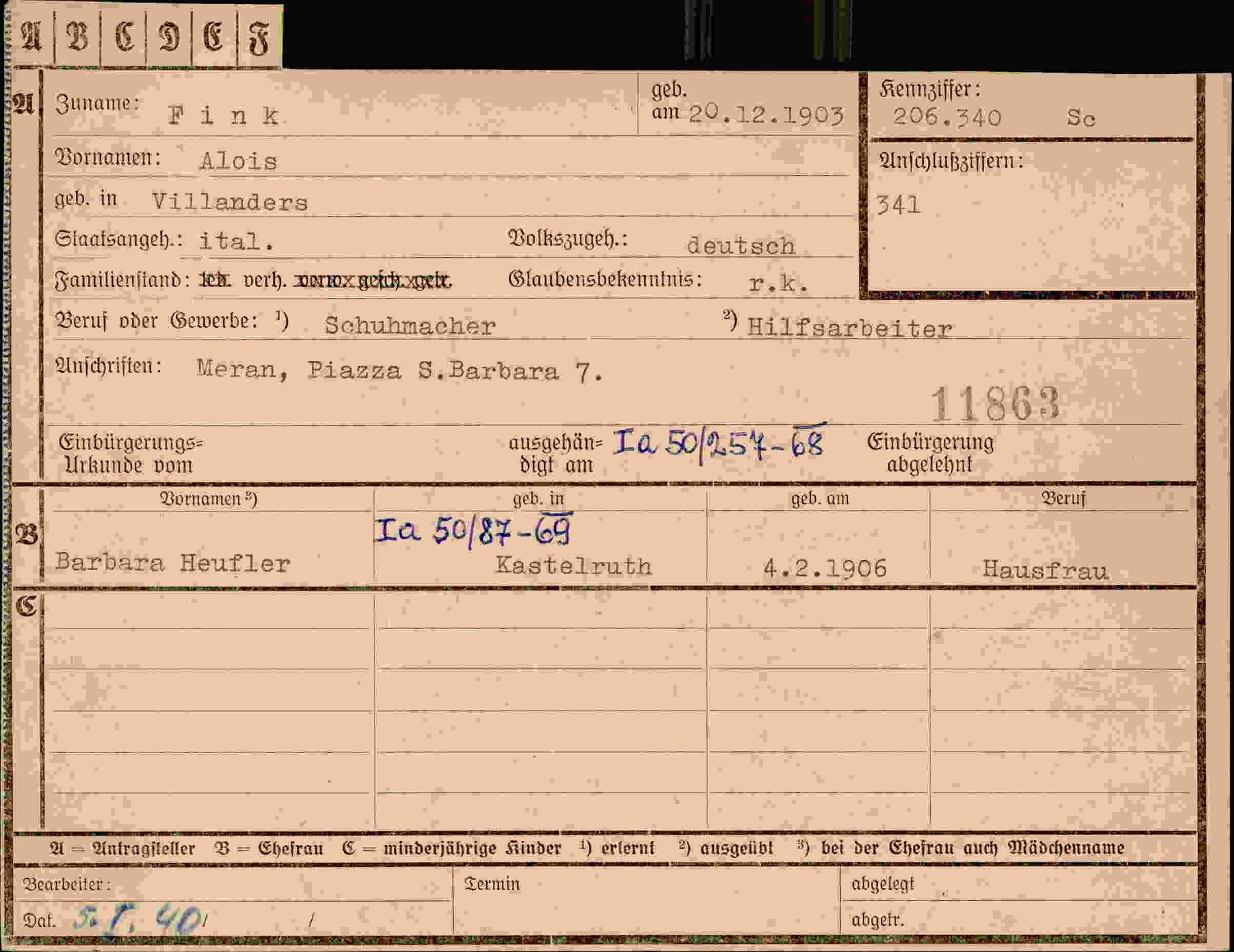 Dokument für Alois Fink